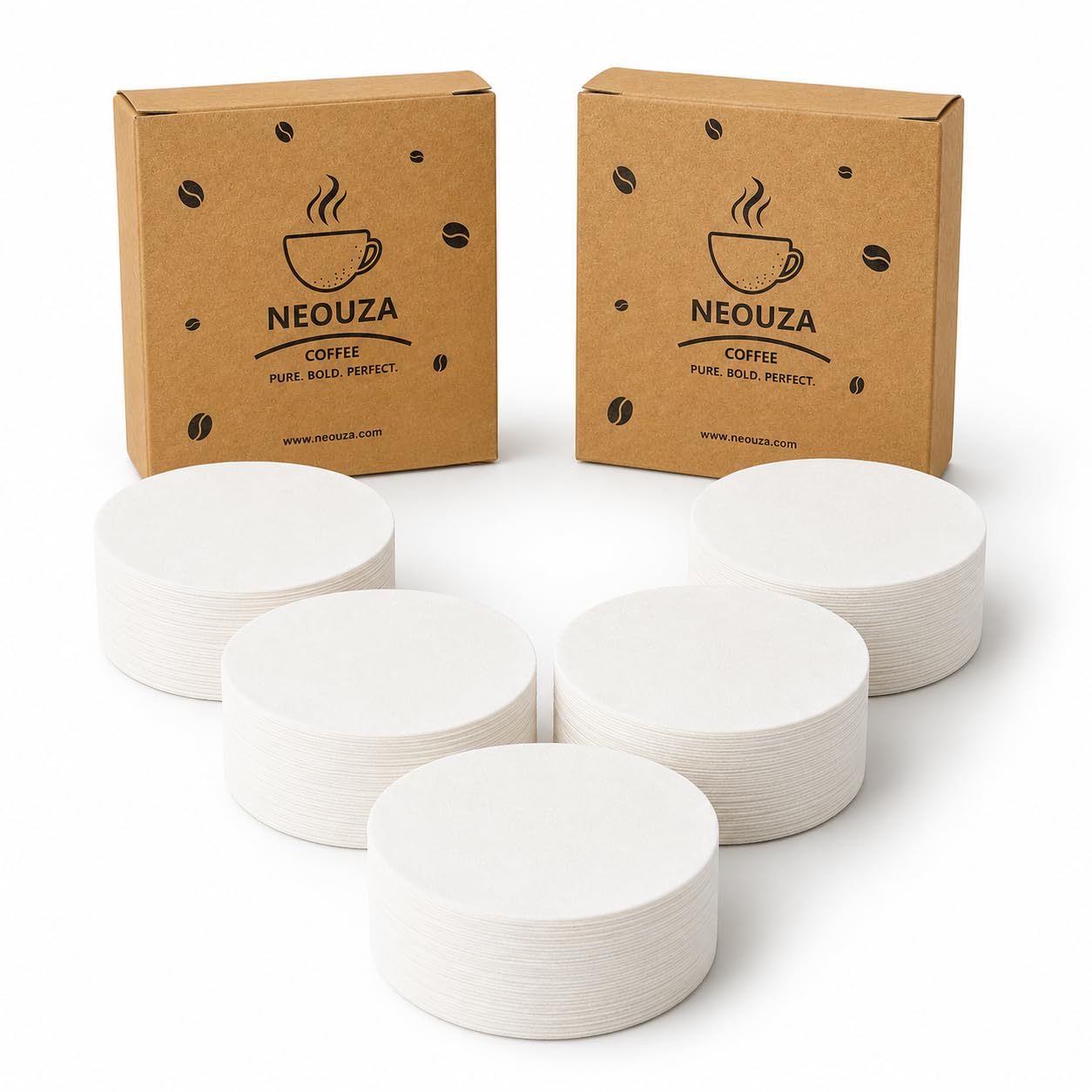 NEOUZA Filtr papierowy do kawy okrągły 500 szt. do ekspresu do espresso Portafilter Moka Pot Niebielony jednorazowy ekran krążka (53 mm)