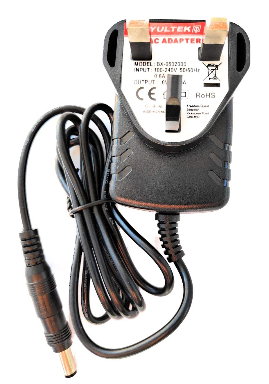 Alimentatore Universale HTPWR 6V 2A Con Spina UK, Polarità Negativa Per Tribuna E Astro Wars