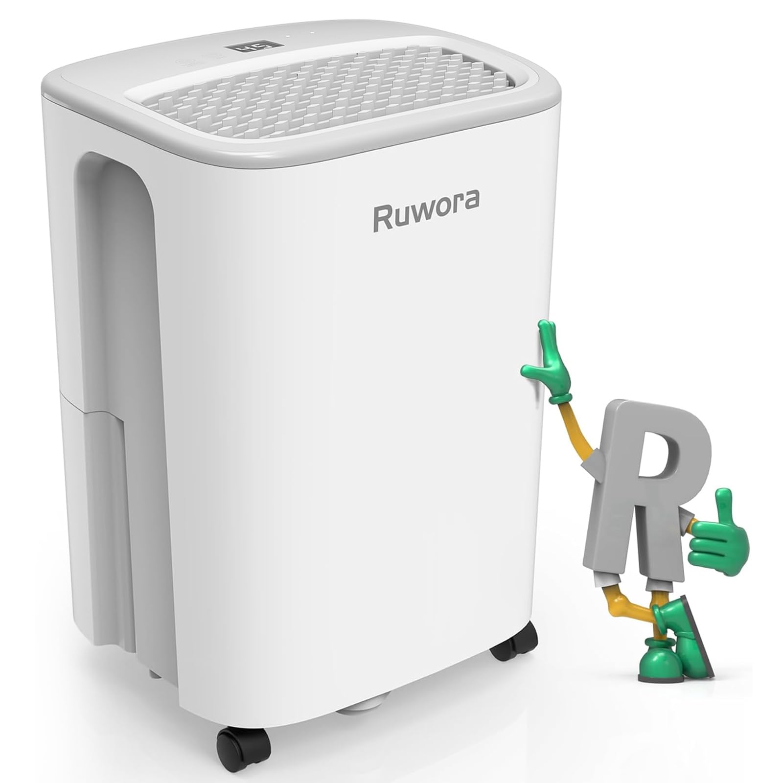 Dehumidifier 2500 Sq.Ft 30 Pint, Dehumidifiers with Drain Hose, 0.66 Gallon Water Tank, RUWORA Dehumidifiers for Home Basement Bedroom Bathroom, Overflow Protection, 24H Timer