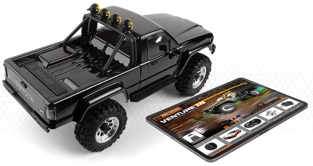 HPI Racing 160802 Venture18 1985 Toyota Hilux 1/18 Brushless Crawler RTR Noir