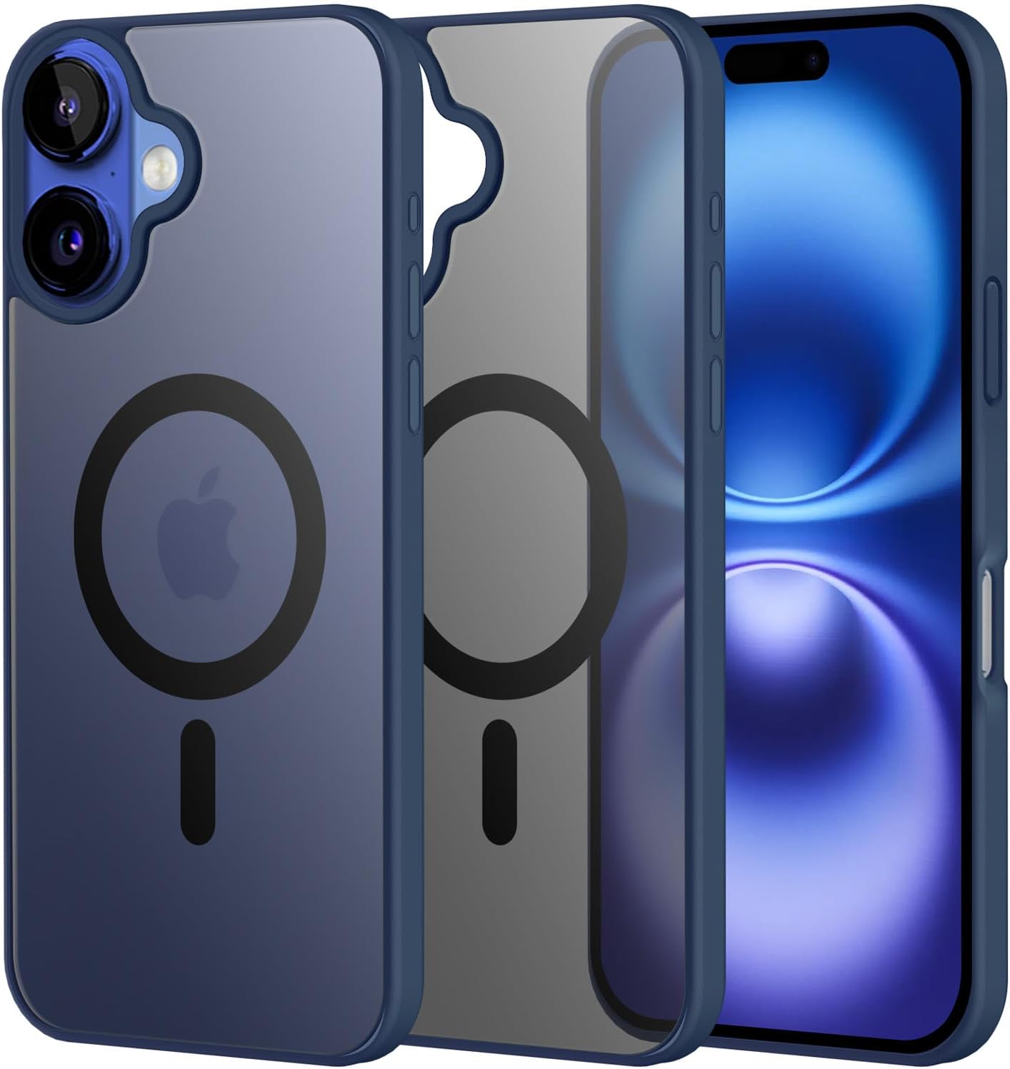T Tersely Magnetic Case for iPhone 16 Plus 6.7-inch,Compatible with MagSafe,Scratch-Resistant,Anti-Scratch Translucent Matte Back Phone Cover (Blue, for 16 plus)