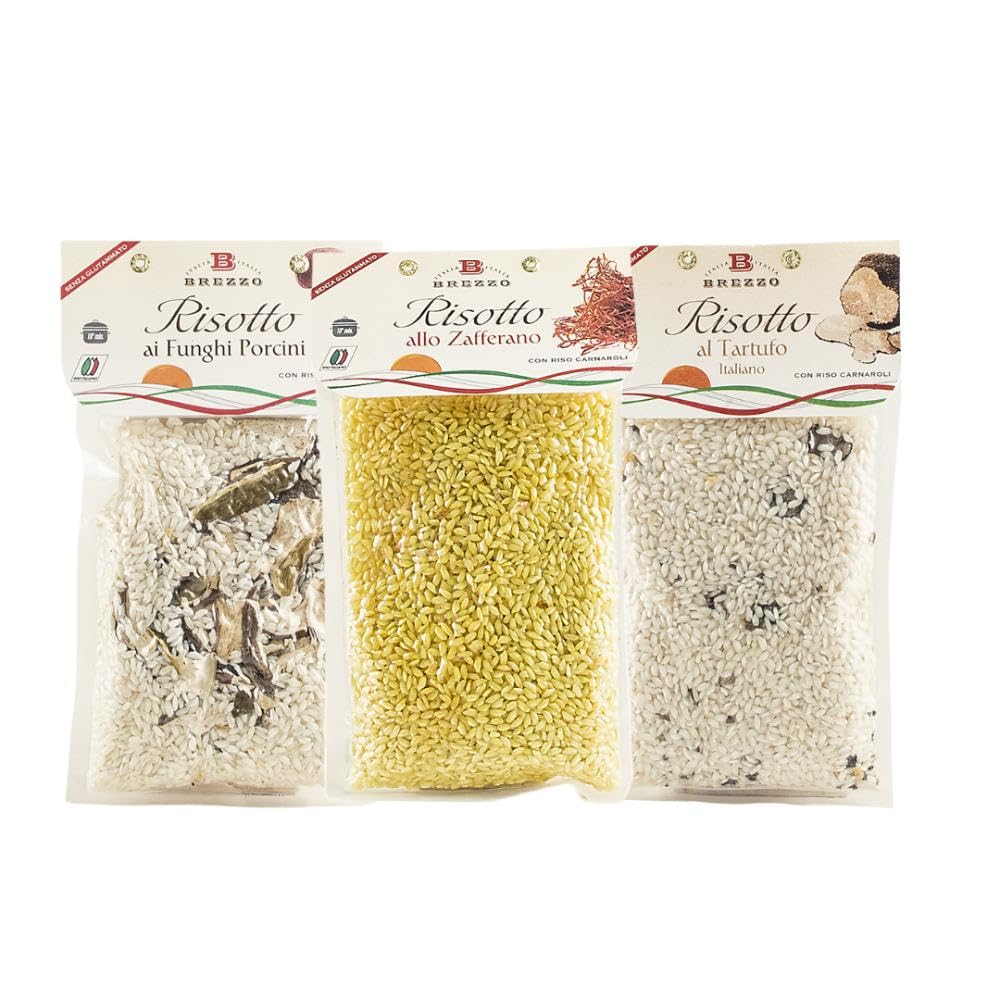 Brezzo Tris di Risotti da 300g ai Funghi Porcini, Tartufo e Zafferano