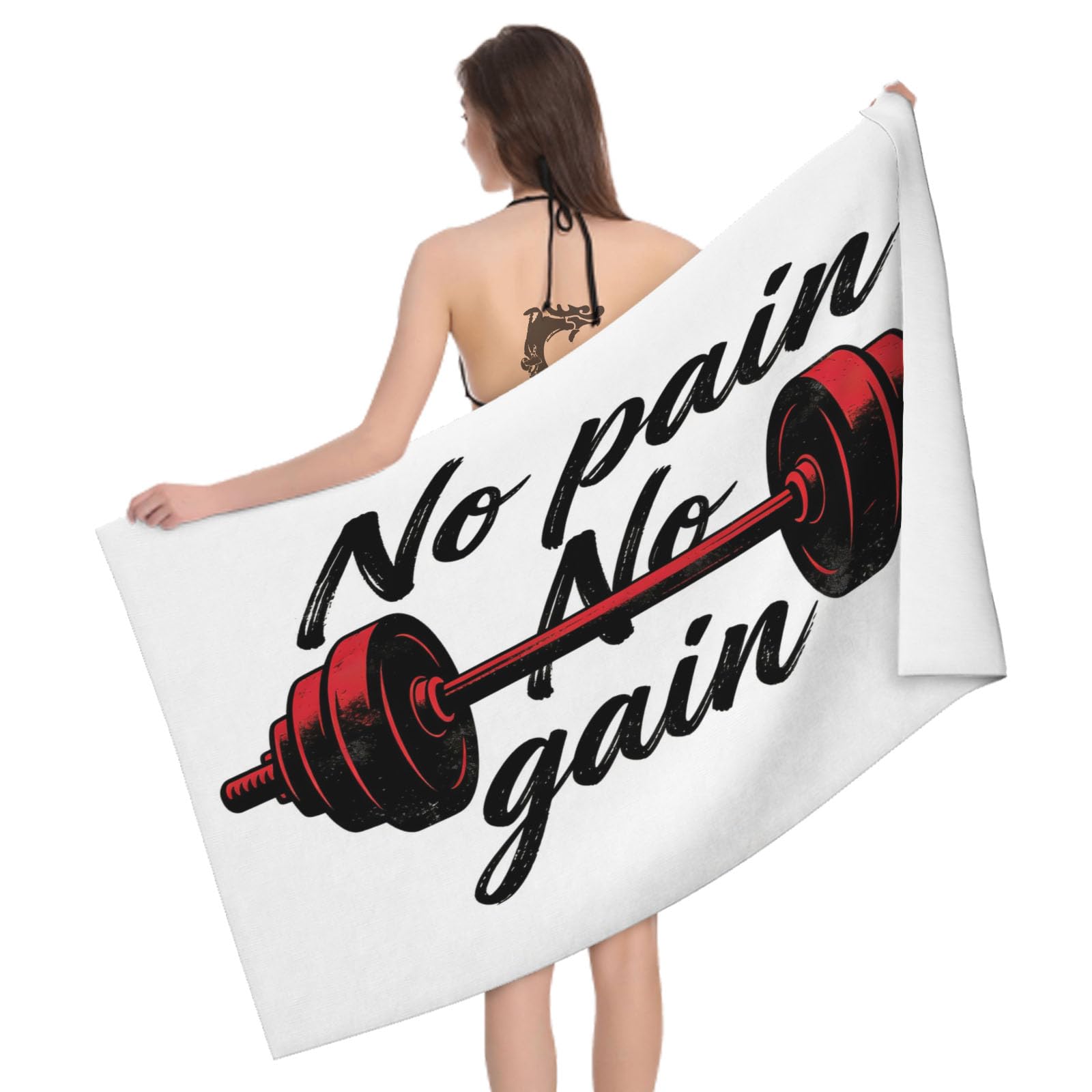 Leichong 3D Dumbbell Beach Towel Microfiber Soft Quick Dry for Adults, Simple Bath Towel Lightweight Soft Absorbent for Travel Swimming Pool Sports, 75 x 150 cm