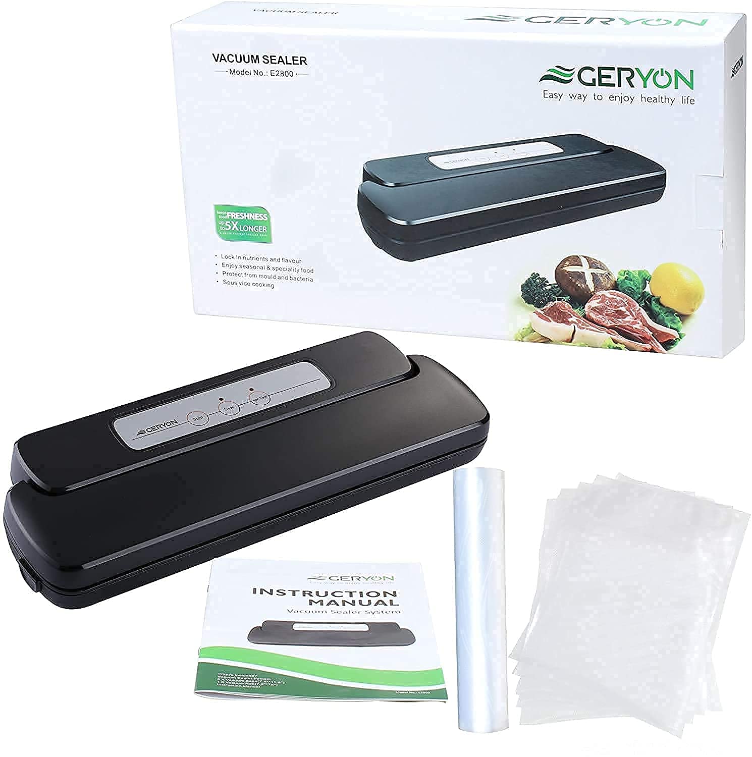 GERYON Vacuum Sealer, Automatic Food Sealer Machine with Starter Bags