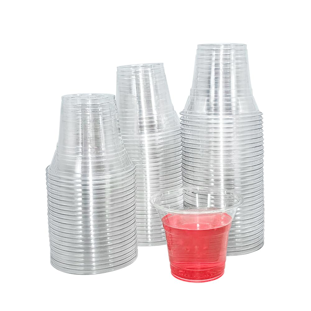 Nirvikalpa 100 Pack 9 OZ Clear Disposable Plastic Cups Bulk Crystal Drinking Cups PET Plastic Cups for Parties, Water, Soda, Cocktail, Iced Coffee (100 Pack-Clear)