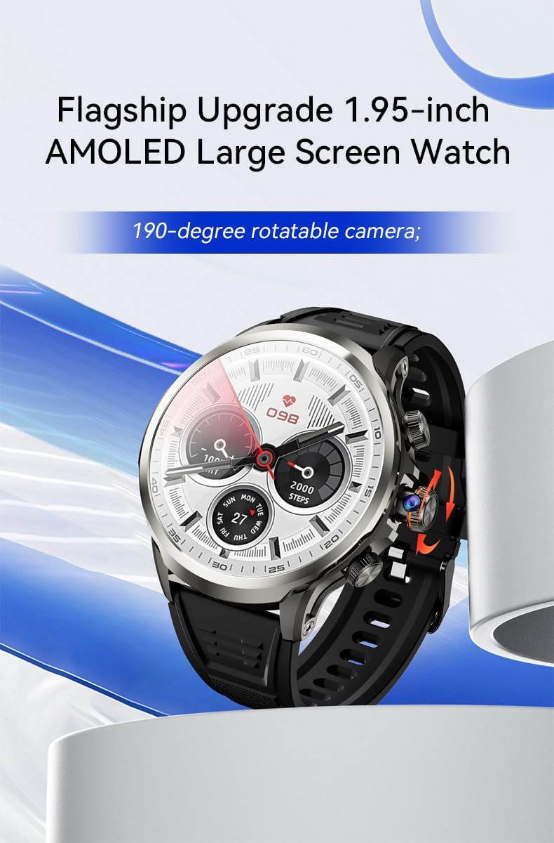 H18 Smartwatch 5G SIM with Built-in Camera and Video Calling (Silver)