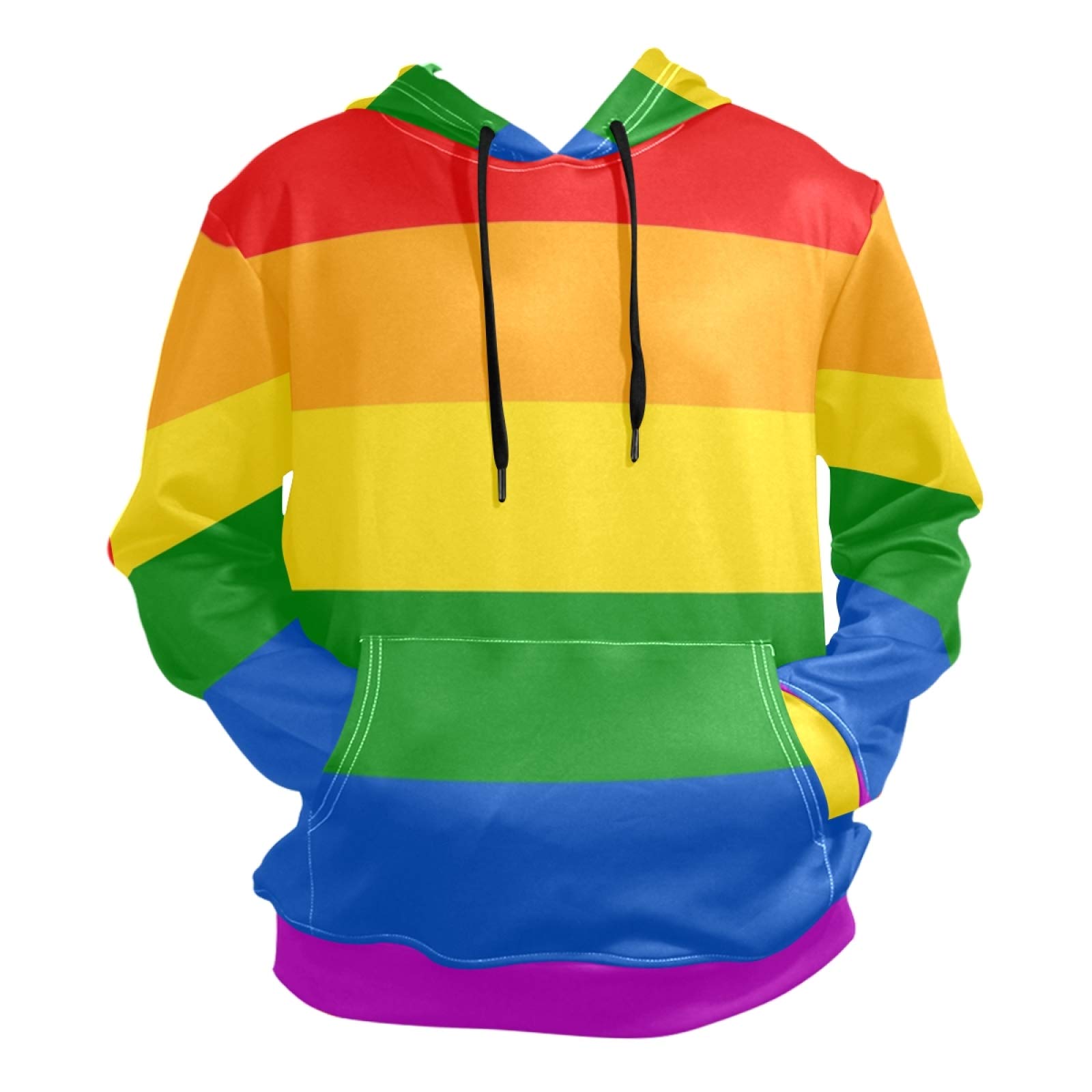 PUXUQU Mens Hoodie Sweatshirt Colorful Rainbow Long Sleeve Pullover Hooded Hoody with Pockets