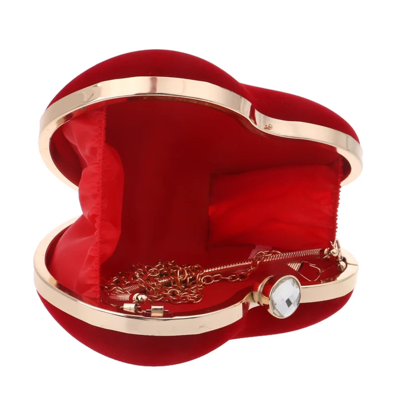 Bolso De Noche Bolso De Noche De Terciopelo Acrílico En Forma De Corazón Mini Bolso De Mano con Cadena Bolso De Noche para Boda