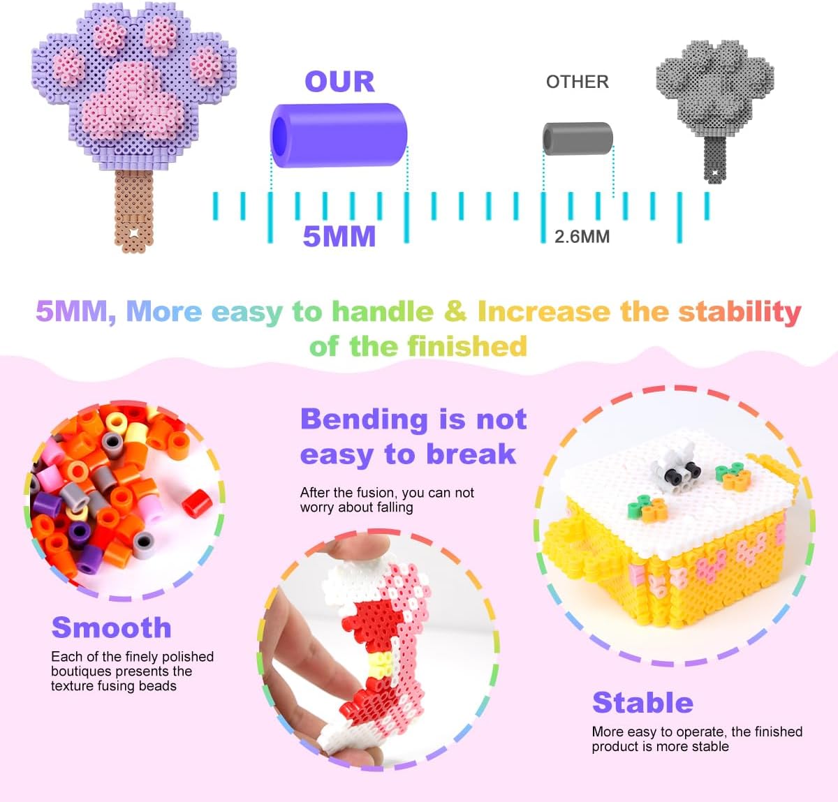 Meland Fuse Beads Kit - 11,000 pcs 36 Color Beads for Craft for Girls Age 5-12 Year Old,5MM Melty Beads Set Including 5 Pegboards, Ironing Paper & Chain Accessories Iron Beads Christmas Birthday Gift