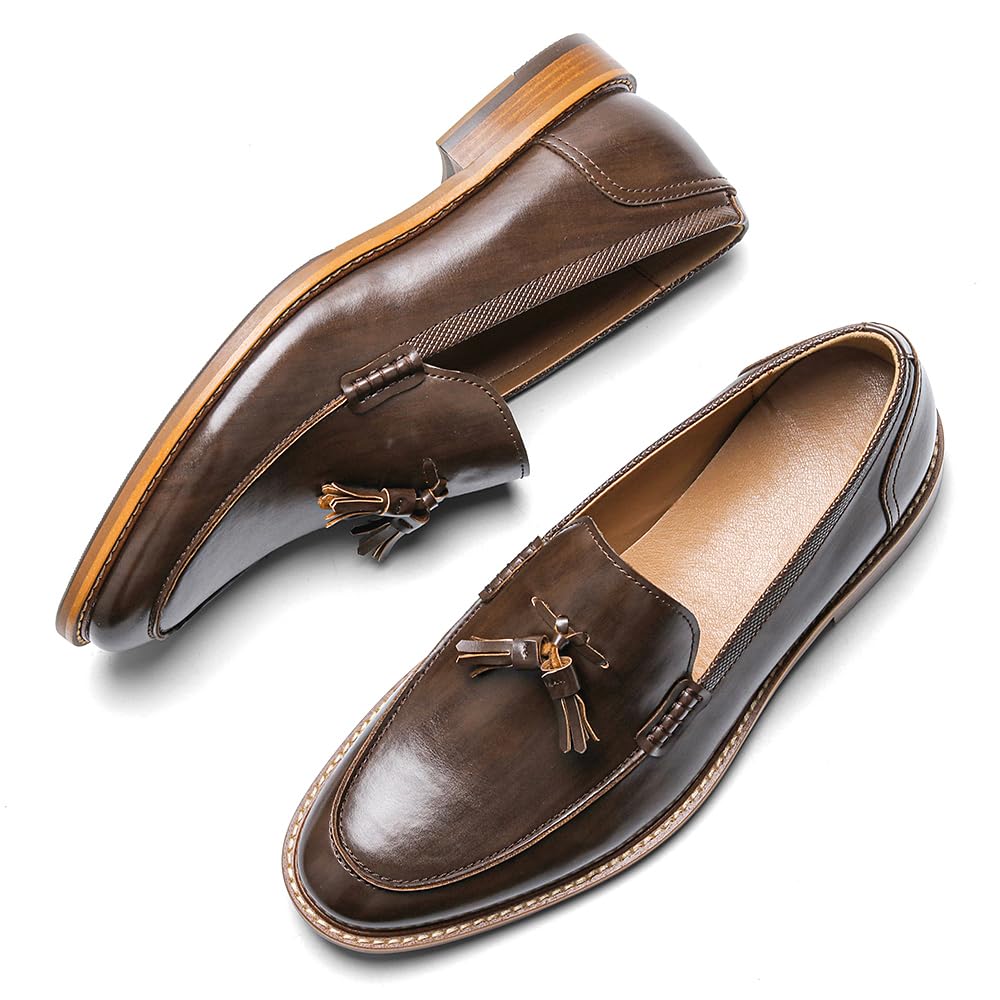 Harssidanzar Scarpe da uomo vintage con nappe e mocassini KM306EU