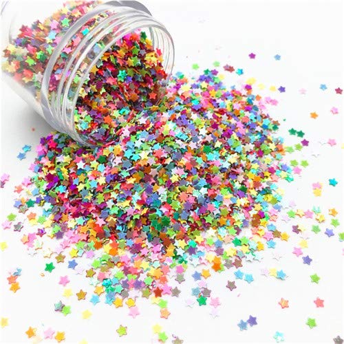 100g Iridescent Star Shaped Sequins Glitter Flat PVC Star Sequins Paillettes for Scrapbooking Embellishment Card Making Jewelry Making Nail Manicure Decorartions (Multi) - Image 2