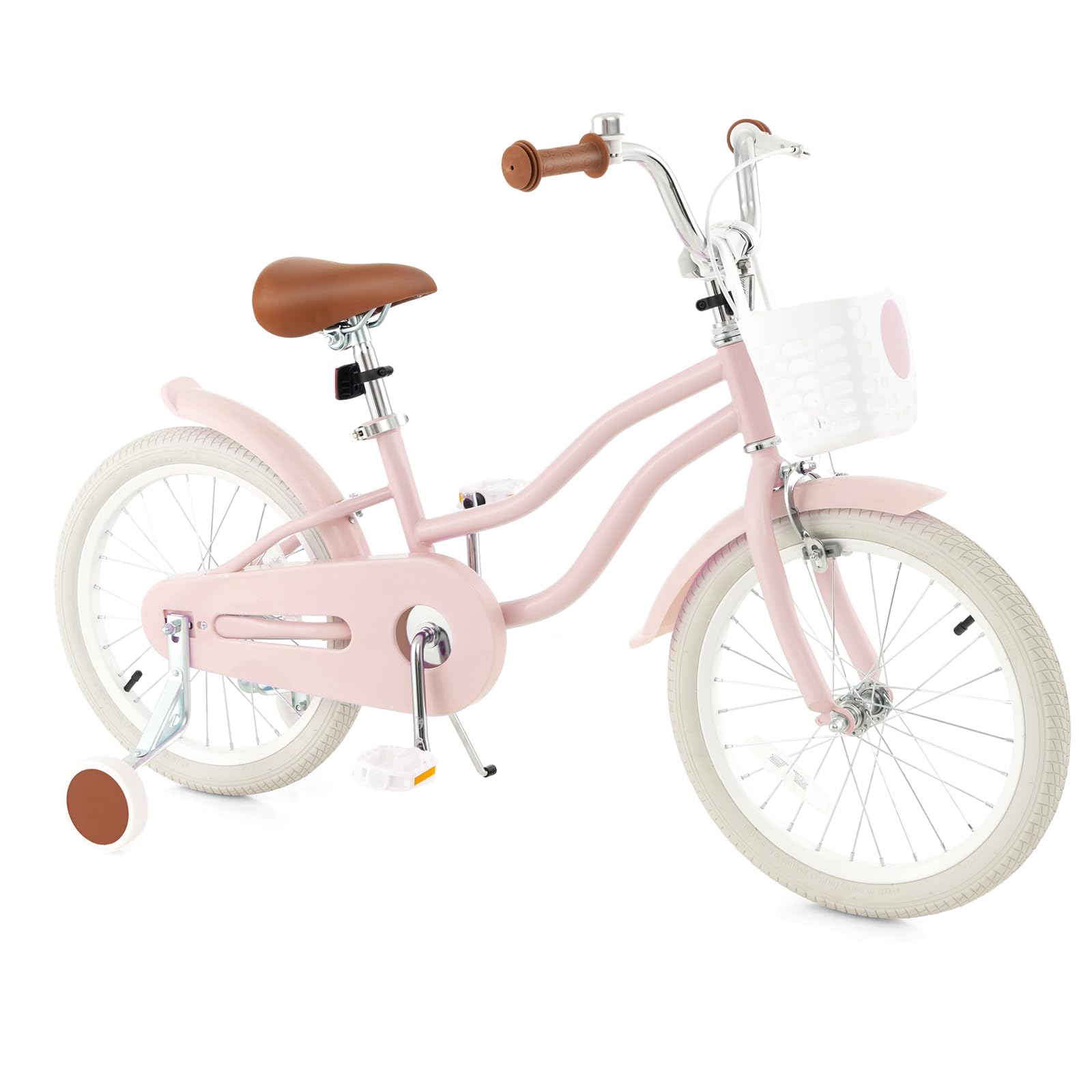 HONEY JOY Kids Bike, 12 14 16 18 Inch Toddler Bikes w/Training Wheels, Handbrake & Coaster Brake, Fully Enclosed Chain, Adjustable Handlebar & Seat, Kids Bicycle w/Basket, Girls Boys Bike 3-8