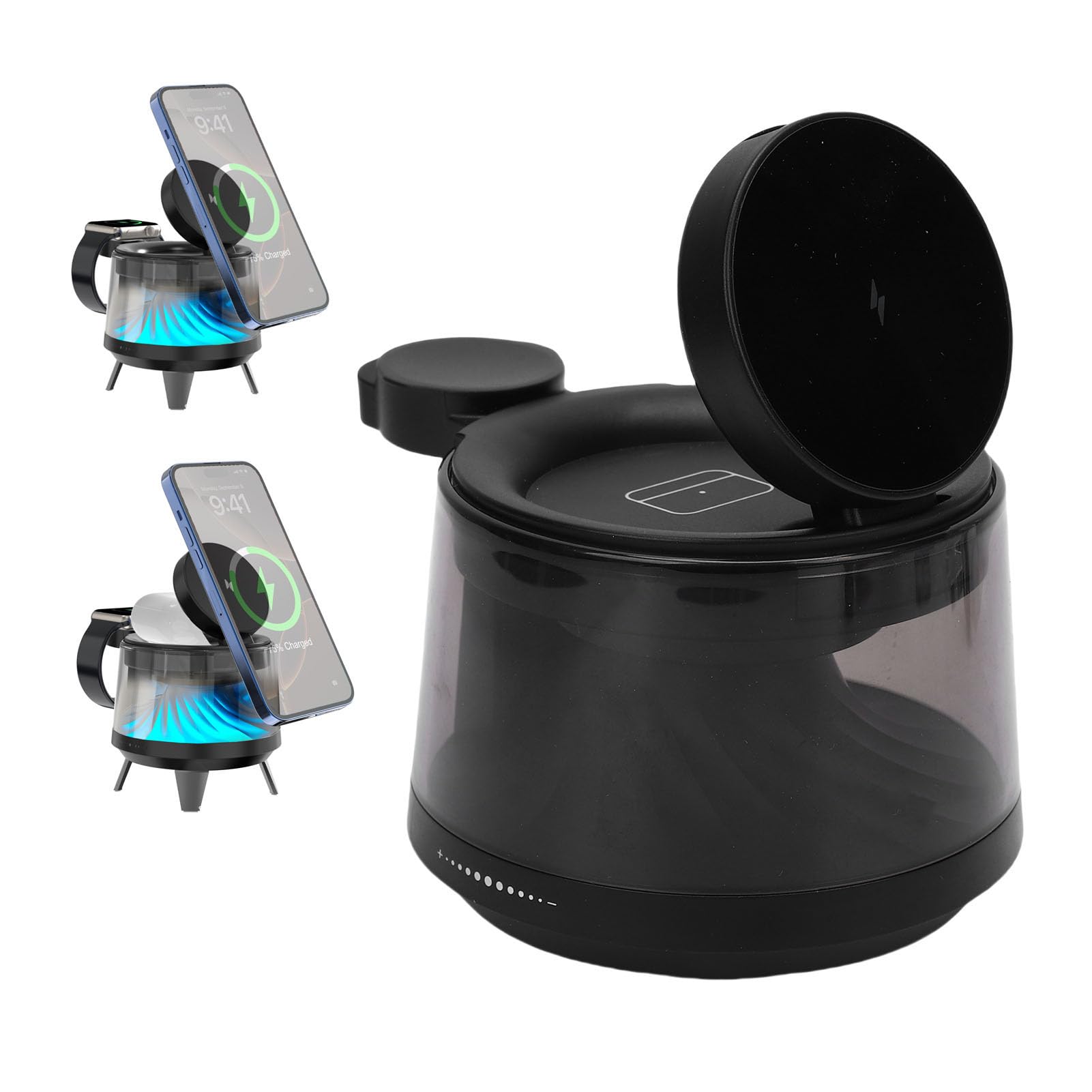 Tangxi Caricatore Wireless da 3 su 1, Supporto per Carico Rapido Magnetico Bluetooth Touch Night Light Cargeing Rapido, per Camera da Letto, Corridoio