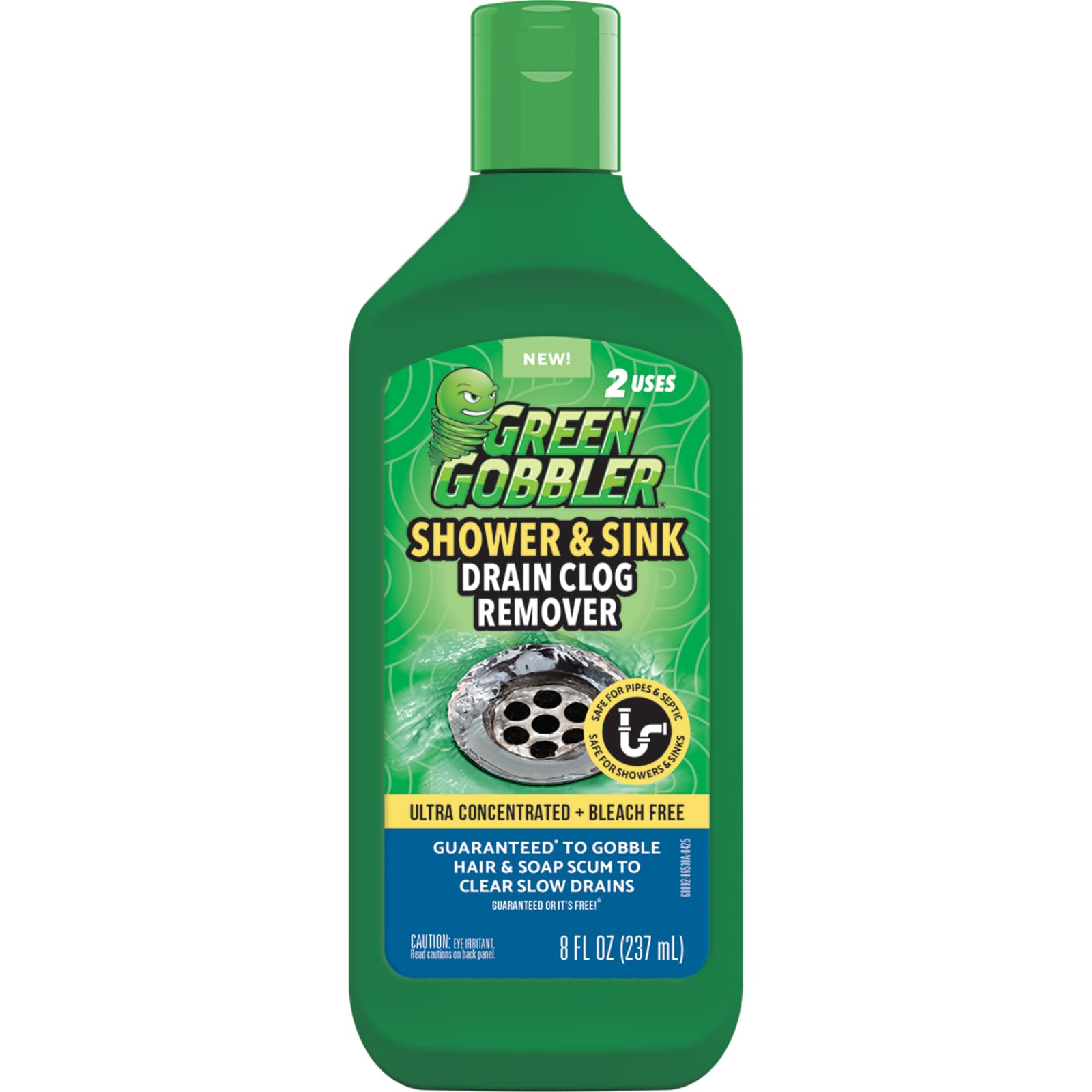 Green Gobbler Ultra Concentrated Drain Clog Remover Cleaner Powerful Hair Grease Soap Dissolver for Bathroom Kitchen Shower Sink