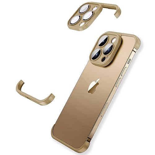 MIMGOAL Frameless Case for iPhone 16 Pro Case with Camera Protector, Soft Silicone Shockproof Phone Borderless Cover, Ultra-Thin Lightweight Bumper Frameless Slim Cover Desert Gold - iPhone 16 Pro - Desert Gold
