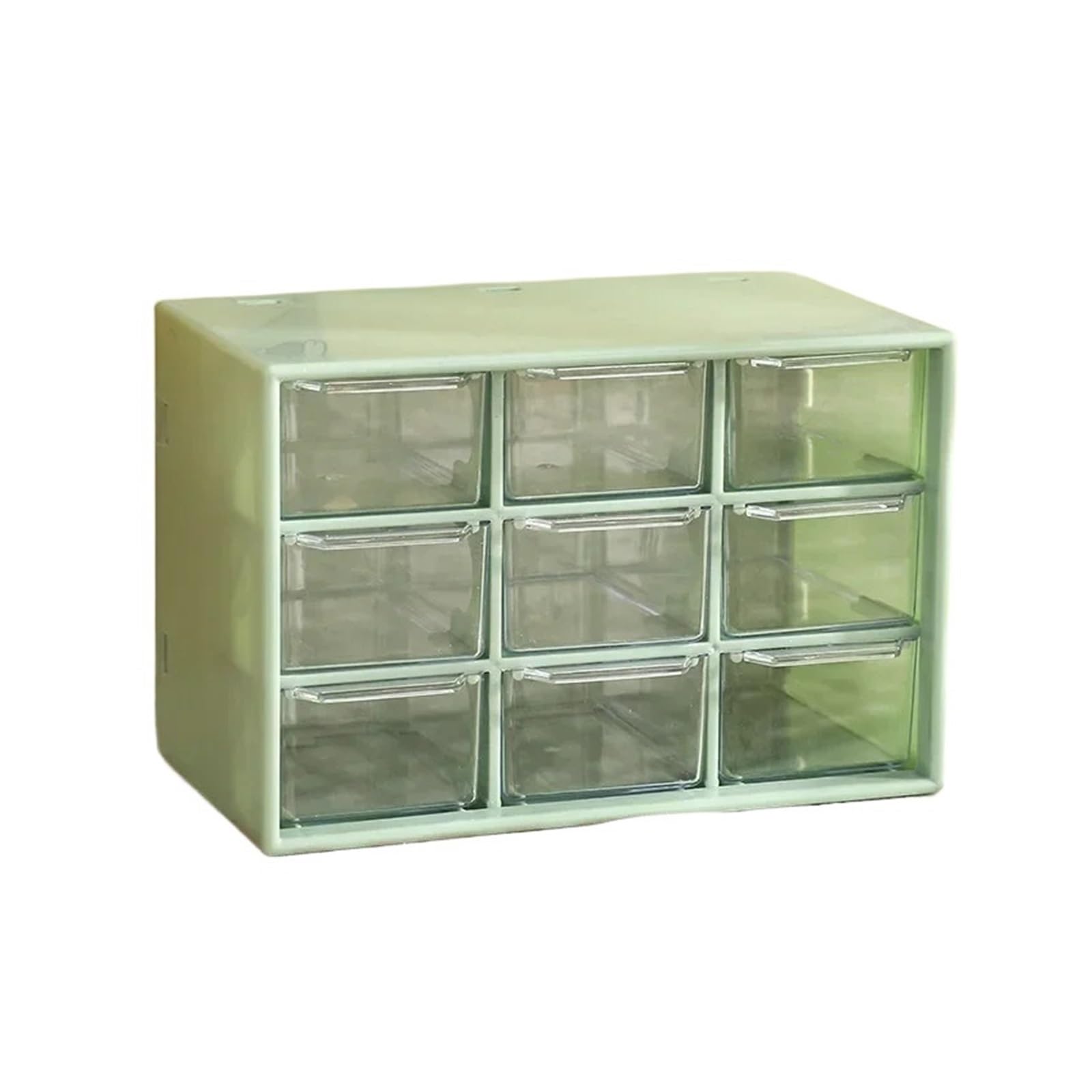 GMGQJST Compartment Storage Boxes Desktop 9 Grid Storage Boxes Organizer Transparent Small Drawer Partitioned Student Desk Wall-mounted Sundries Storage Box Cute(Green)