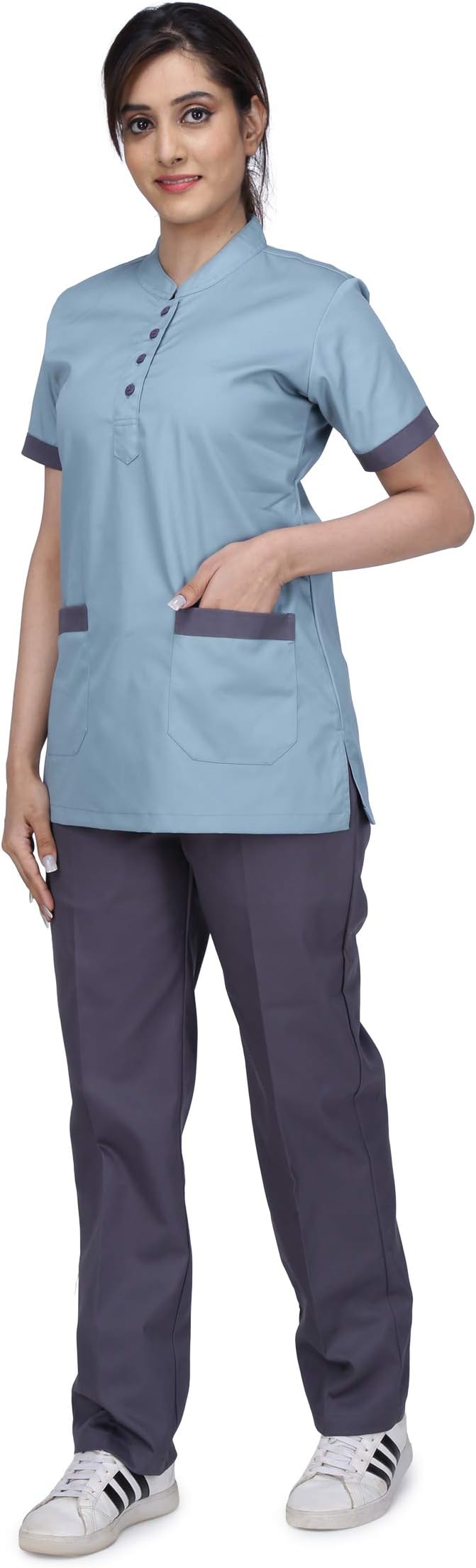 UNIFORM CRAFTUNIFORM CRAFT Women's Polyester and Cotton Twill Support Staff Uniform, Green and Grey (XL)