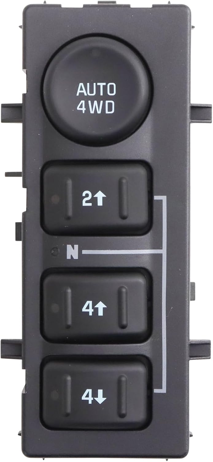 TRQ Electric Dash Mounted 4WD Switch Compatible with RPO Code NP8 2003-2004 Chevrolet Silverado GMC Sierra 2500/3500 2003-2006 Avalanche 1500 Silverado 1500/2500 Suburban 1500/2500 Tahoe Sierra 1500