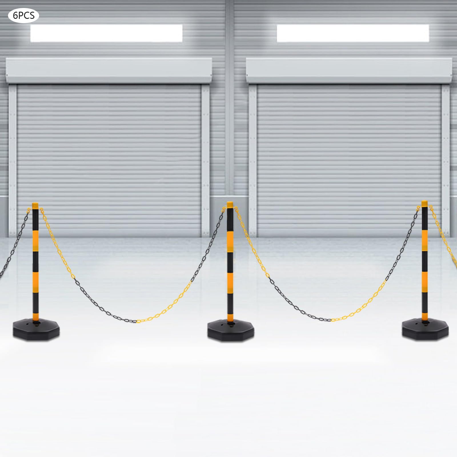 Poteaux de signalisation de la circulation lot de 6 réglables avec socle à remplir et chaînes pour parking