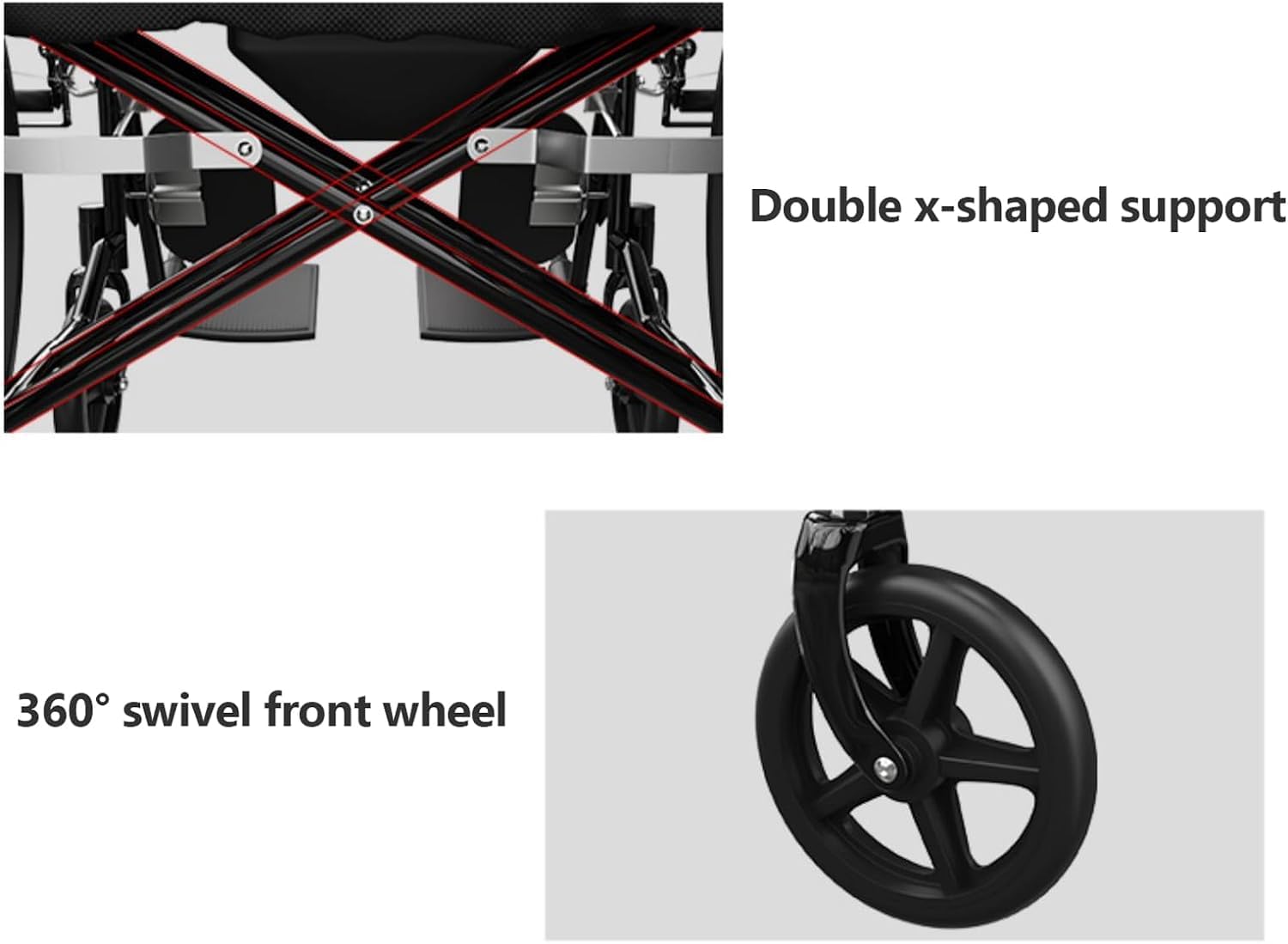 Wózek inwalidzki Opvouwbare transportrolstoelen Senioren Lichtgewicht rolstoelen Draagbare transportstoel Belasting 220 lbs Mobiele zorgrolstoelen wygodne