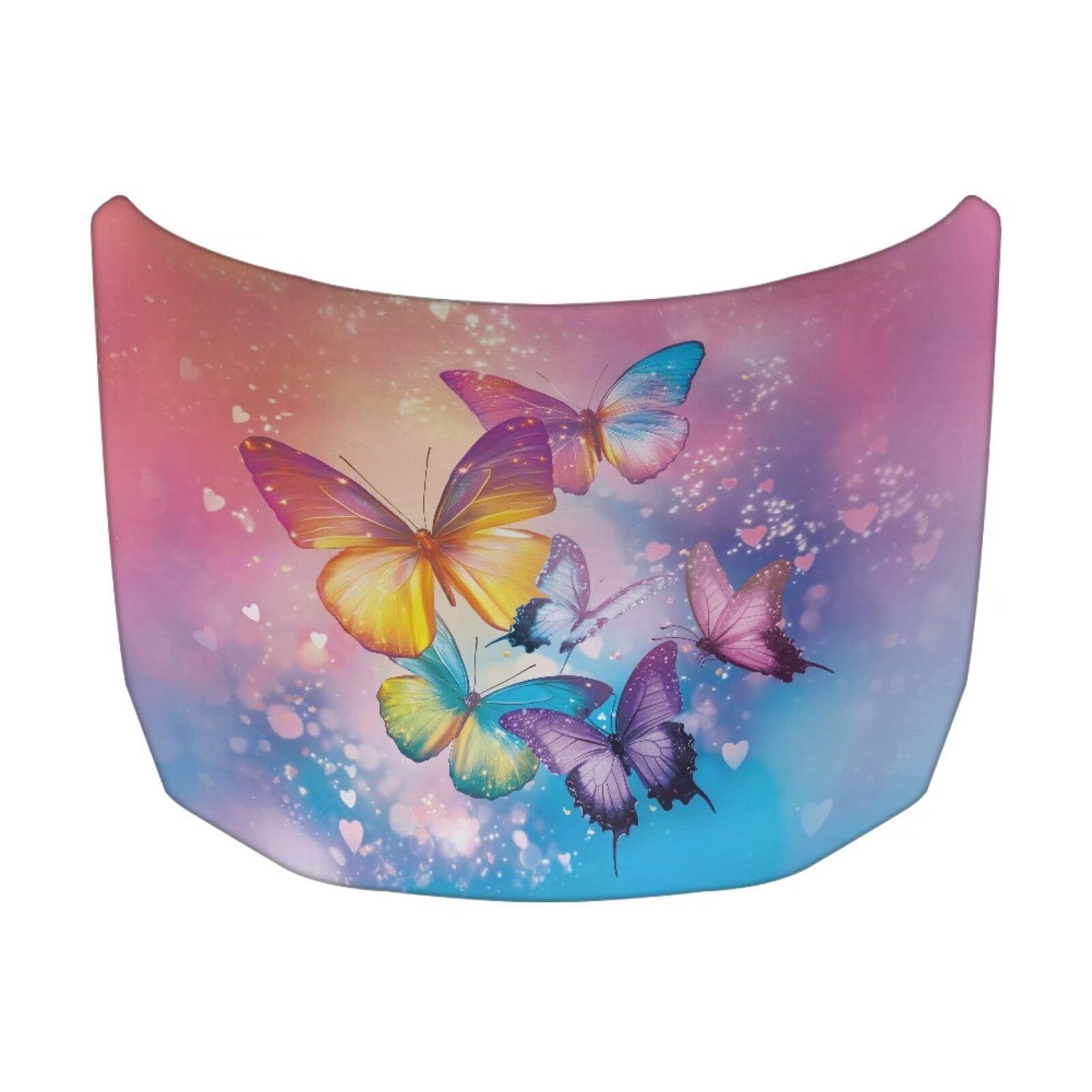Colorful Butterfly Print Car Hood Cover Stretch Polyester Car Hood Protector Washable Car Decorative Accessories Easy Installation for Women Ladies Cars Sedans SUV
