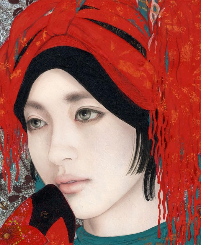 翠紅 （斎藤翠紅）女性の肖像 日本画 日本画版画 妃耶八「紅草一輪」 翠紅 （斎藤翠紅）女性の