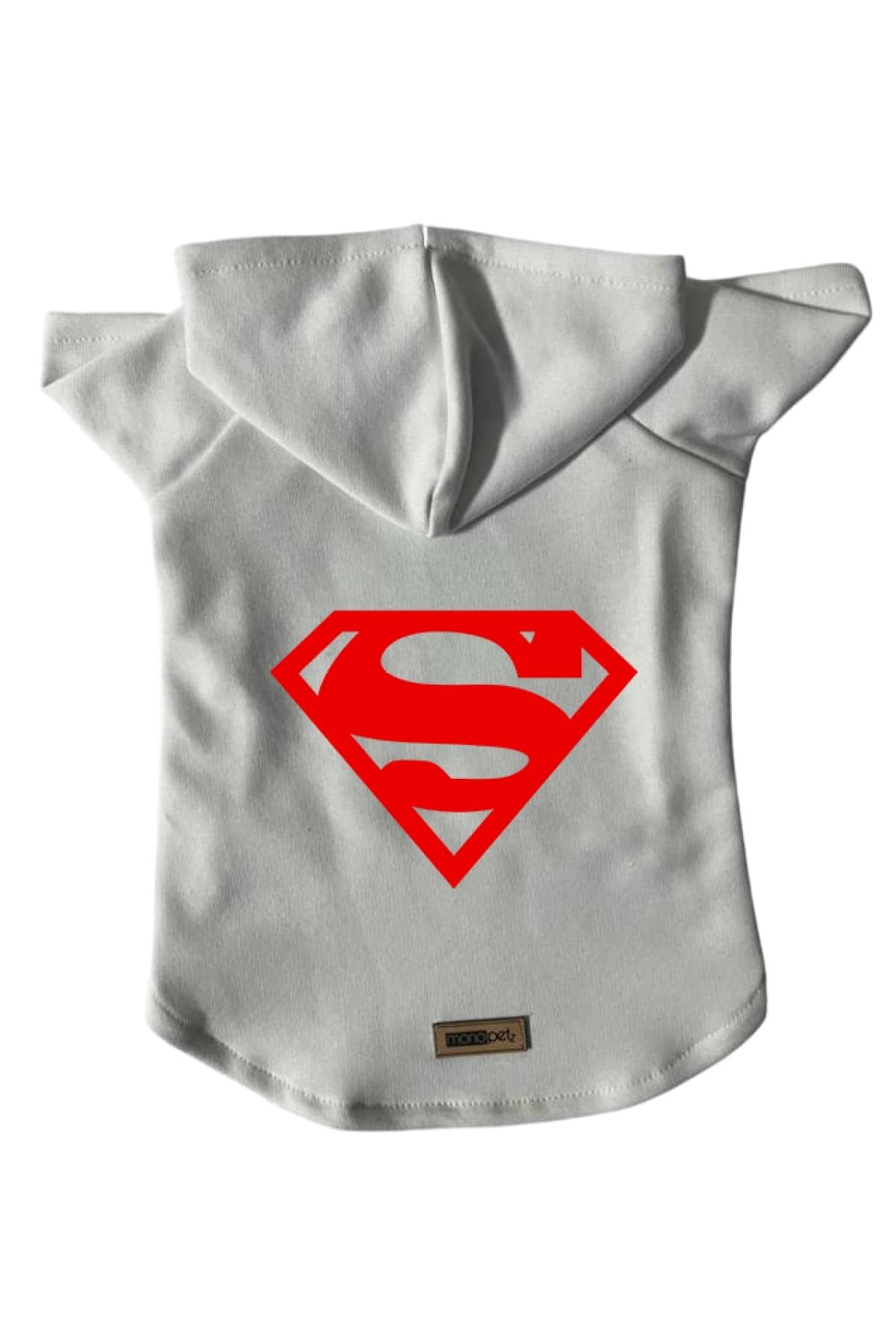 monopetz Kapişonlu Sweatshirt Köpek ve Kedi Kıyafeti & Elbisesi - Beyaz Superman L Beden