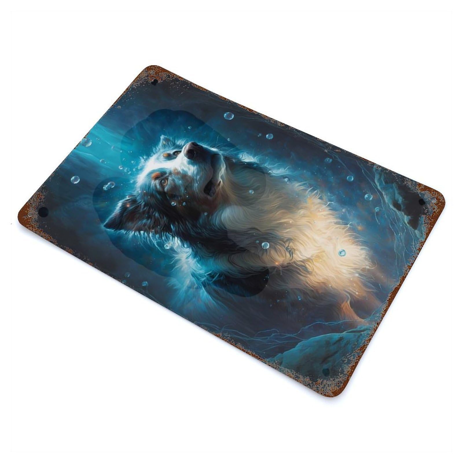 Border Collie Dog Rusty Metal Tin Sign 11.8"x7.9", Rustic Home Decor for Living Room, Hallway And Home Decor