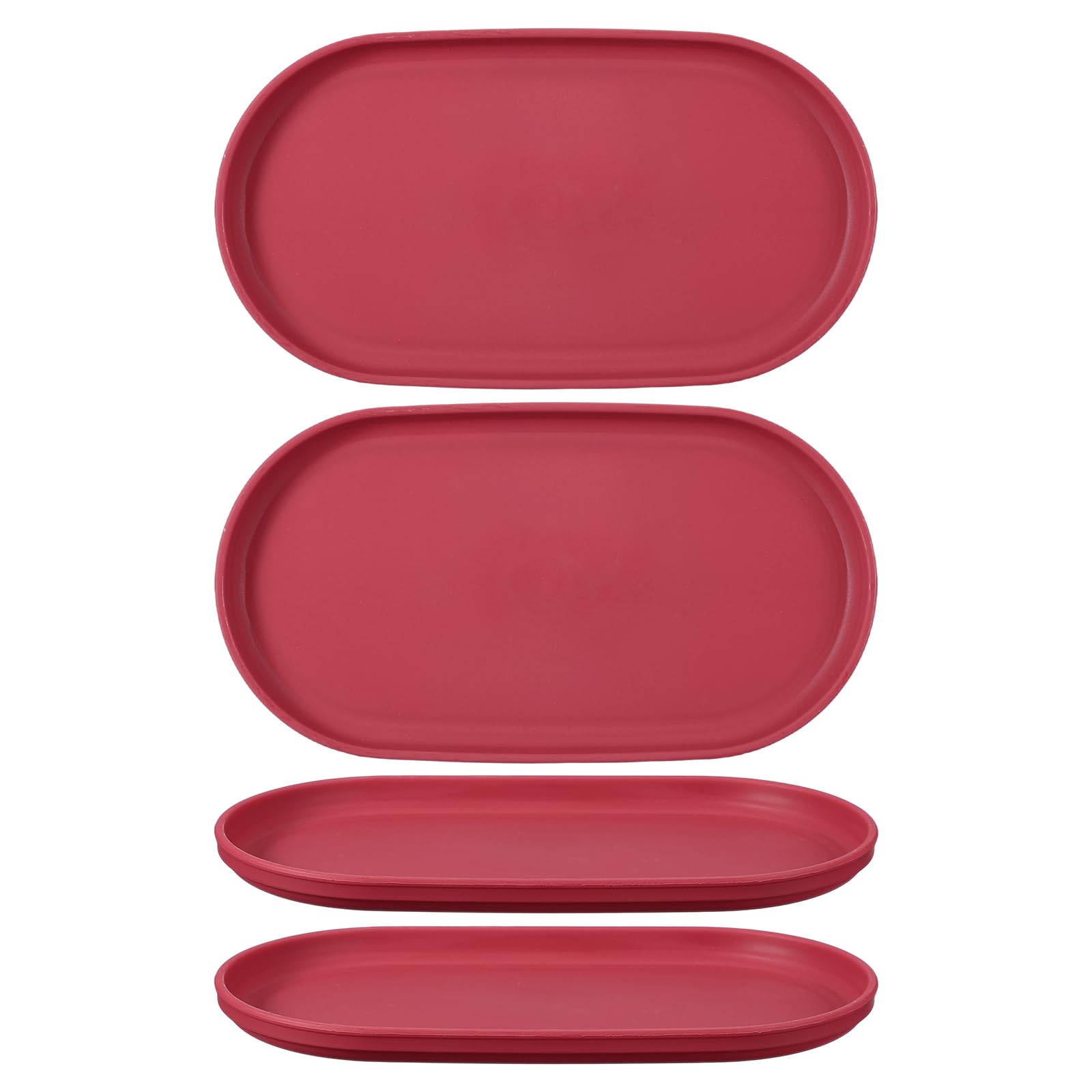 sourcing map 4Pcs Fast Food Serving Trays, 23.8x13cm Oval Reusable Restaurant Serving Trays for Kitchen Restaurant Coffee Fruit Burger Lunch Dessert, Rose Red