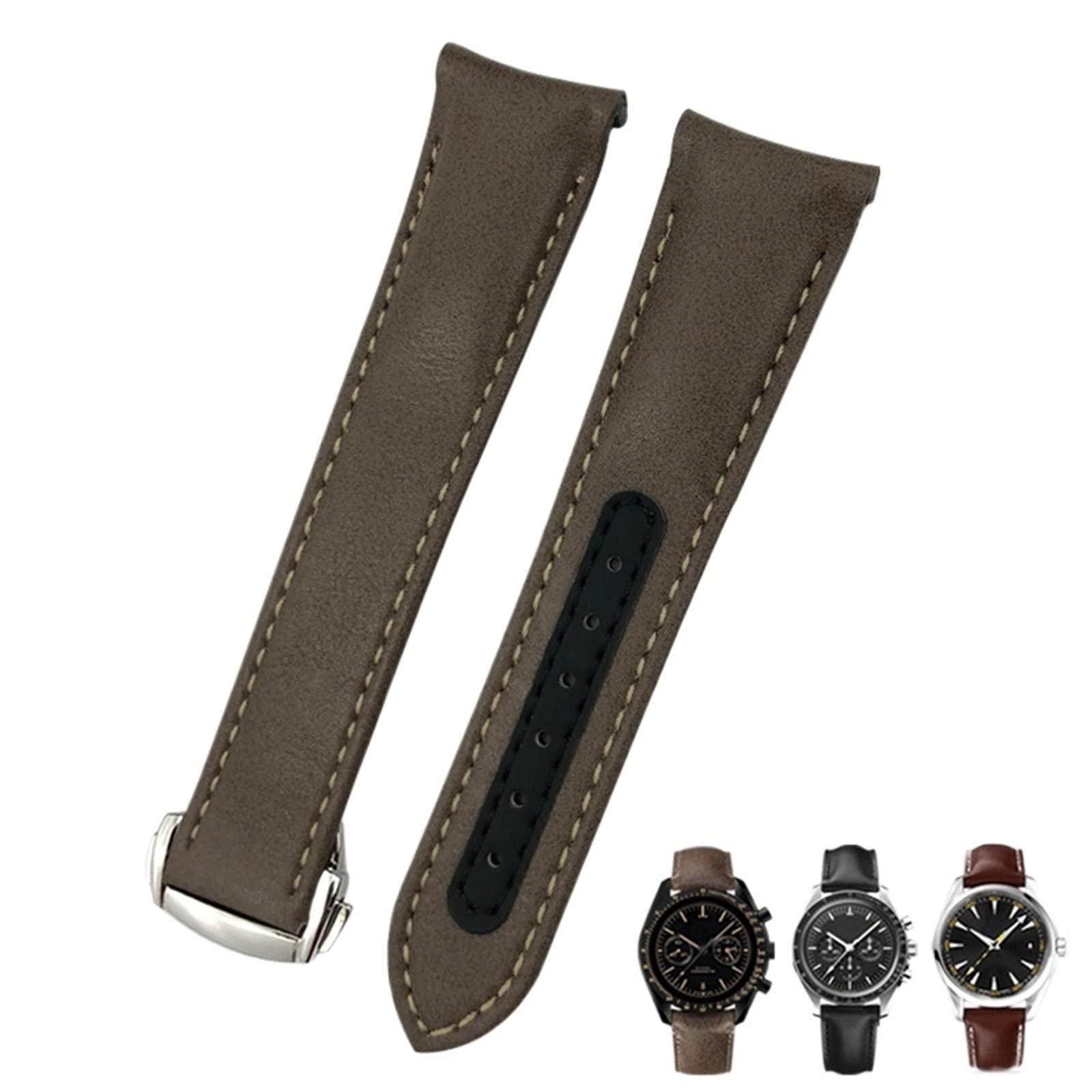 Bracelet de montre incurvé en cuir résolvant l'espace vide - 8