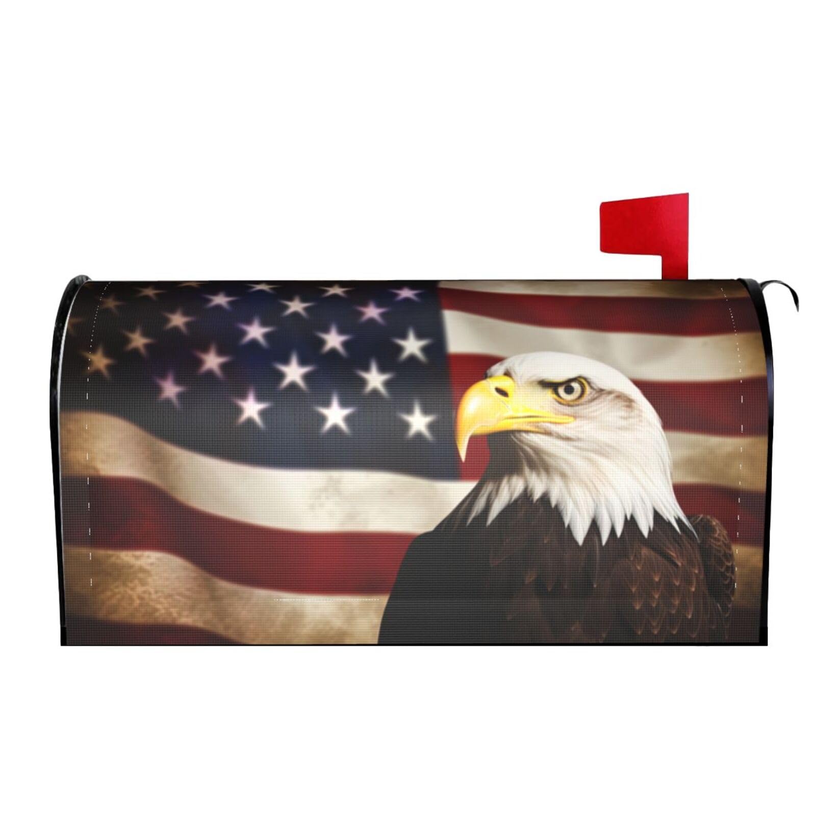 Bald Bird with American Flag 03 Mailbox Covers Magnetic Wraps Post Letter Box Cover Garden Home Decor