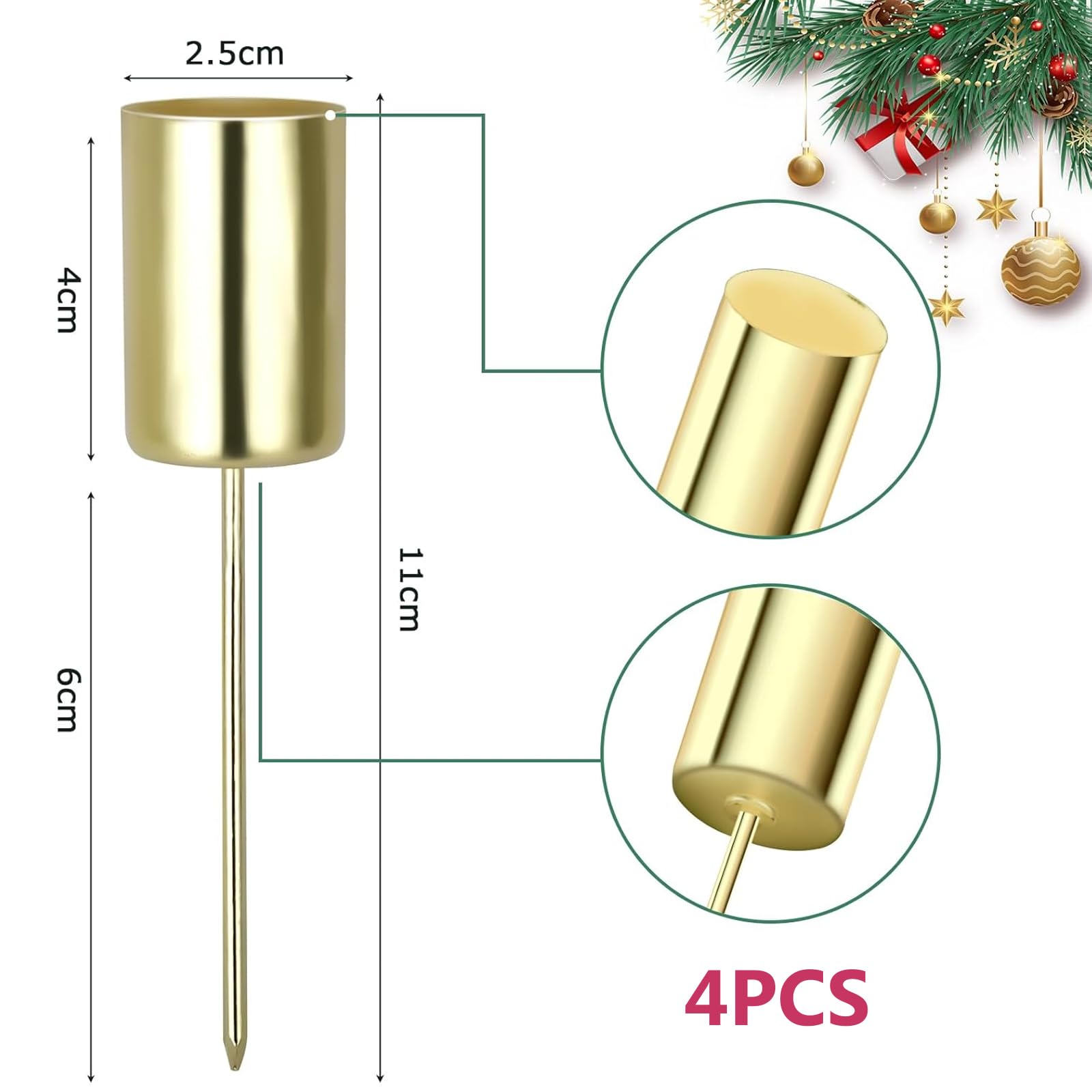 Lot De 4 Bougeoirs En Métal Noir Pour Couronne De L'Avent 7,6