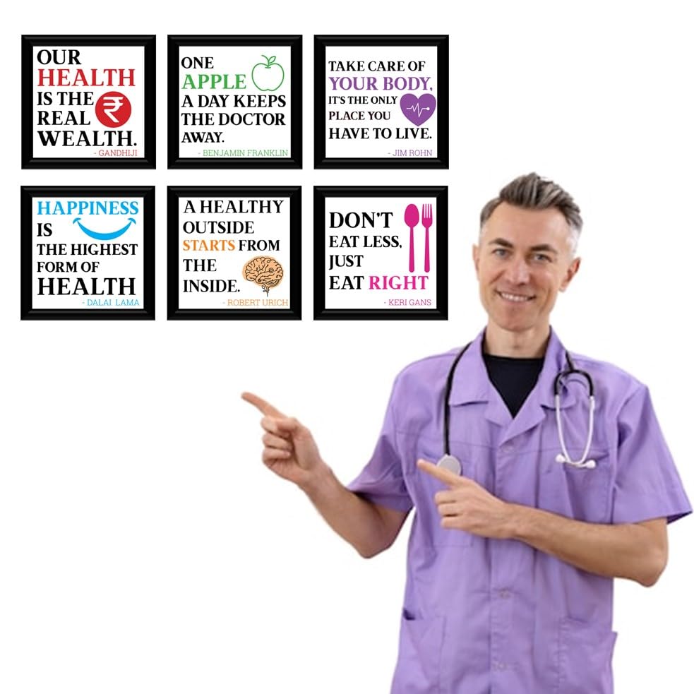 Image of JABSY Doctor Hospital Health Facts Medical Physiotherapy Dentist Wall Decor Poster Framed Gift (7 Inch Square Frame - Set of 6) (Facts) (Hospital Square)