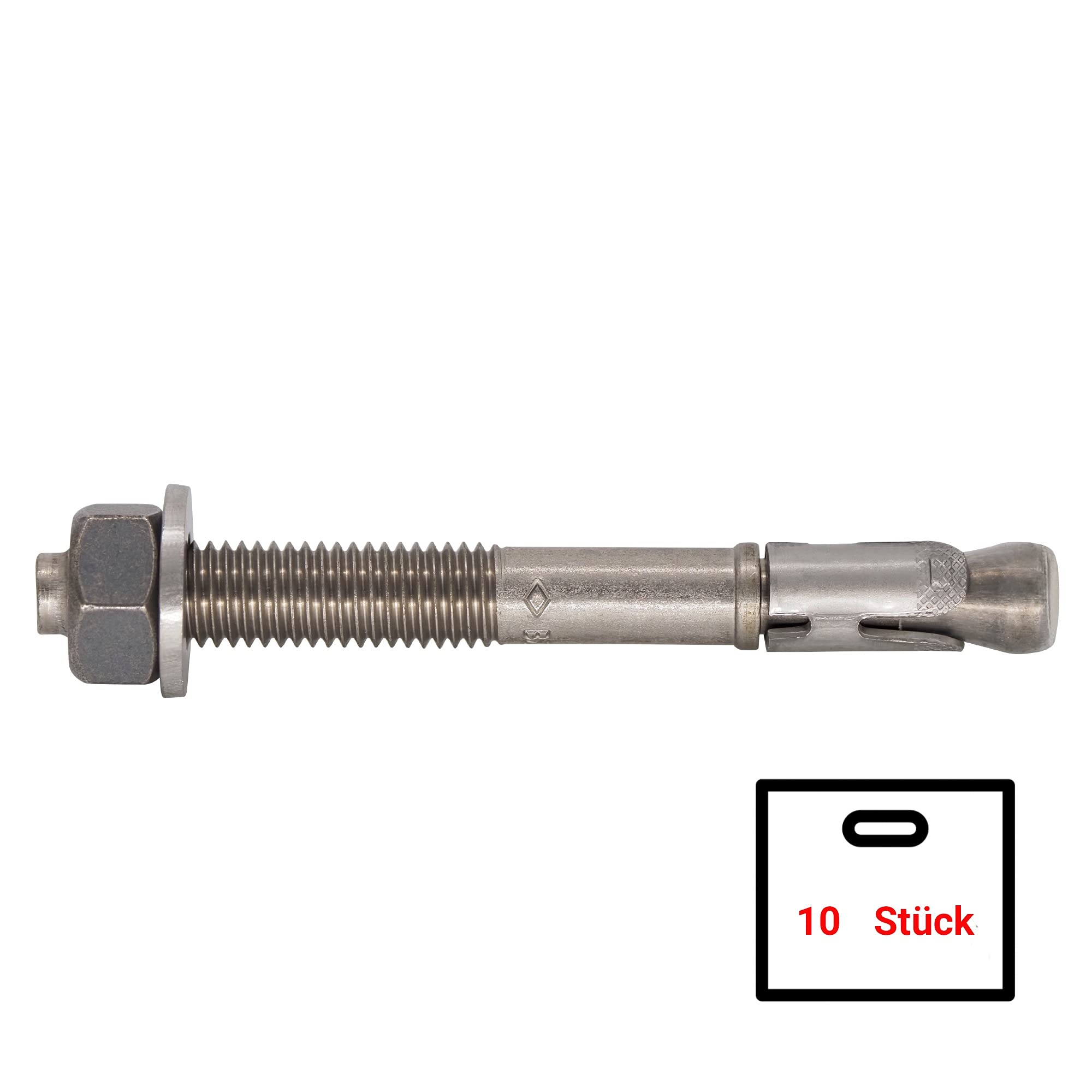 BA PRO A4, 10xSchwerlastanker M16-50-70/170, Bolzenanker Edelstahl, Mechanischer Schwerlastdübel, Metalldübel Option1, Länge 170mm