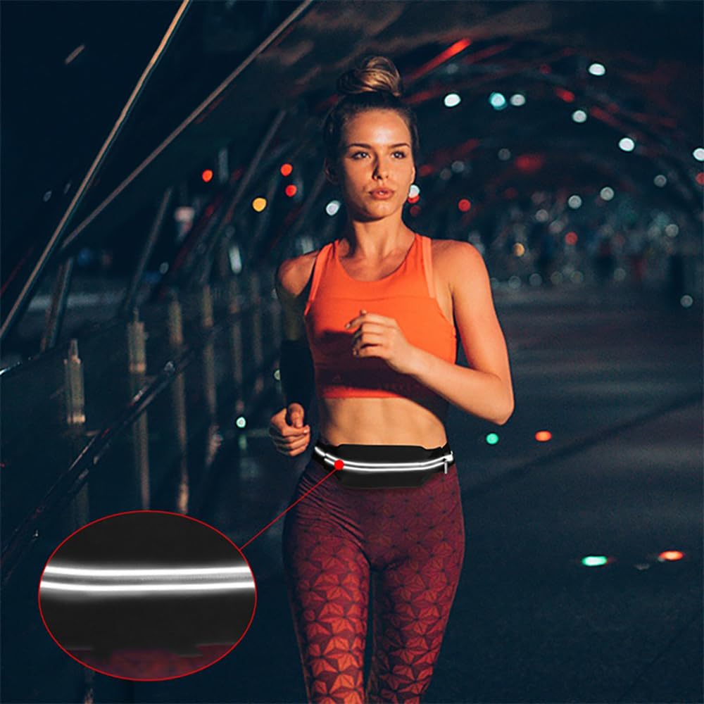 Cinturón de correr para hombres y mujeres, soporte móvil para teléfono para correr, bolsa de cinturón ligera de tamaño ajustable, riñonera reflectante nocturna impermeable, ciclismo, ejercicio, viajes