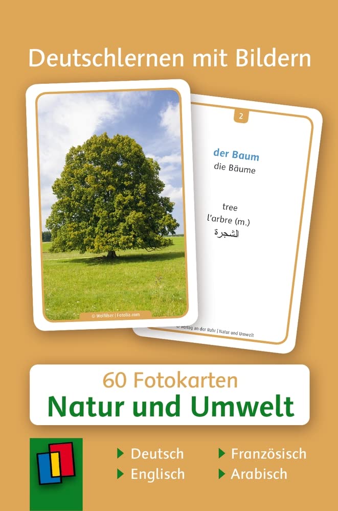 Deutschlernen mit Bildern - Natur und Umwelt: 60 Fotokarten auf Deutsch, Englisch, Französisch und Arabisch