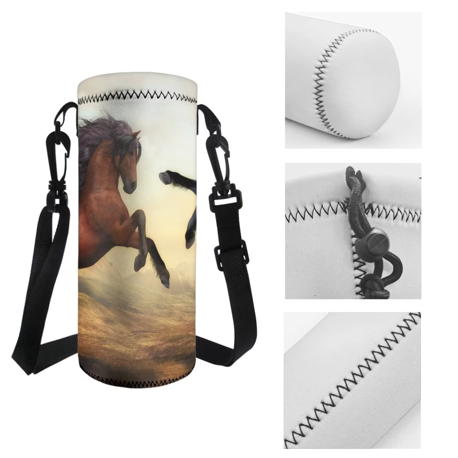 Set De 4 Sacs D'École Pour Enfants Belidome - Sac à Dos, Sac à Déjeuner, Trousse, Porte-Bouteille - Motif Cheval Noir