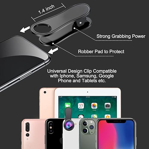 Miniatura 5 de Kit de lente de cámara de ojo de pez KEYWING de 198° para teléfono, lente de cámara de lente de barril de pescado para iPhone, accesorios de lente