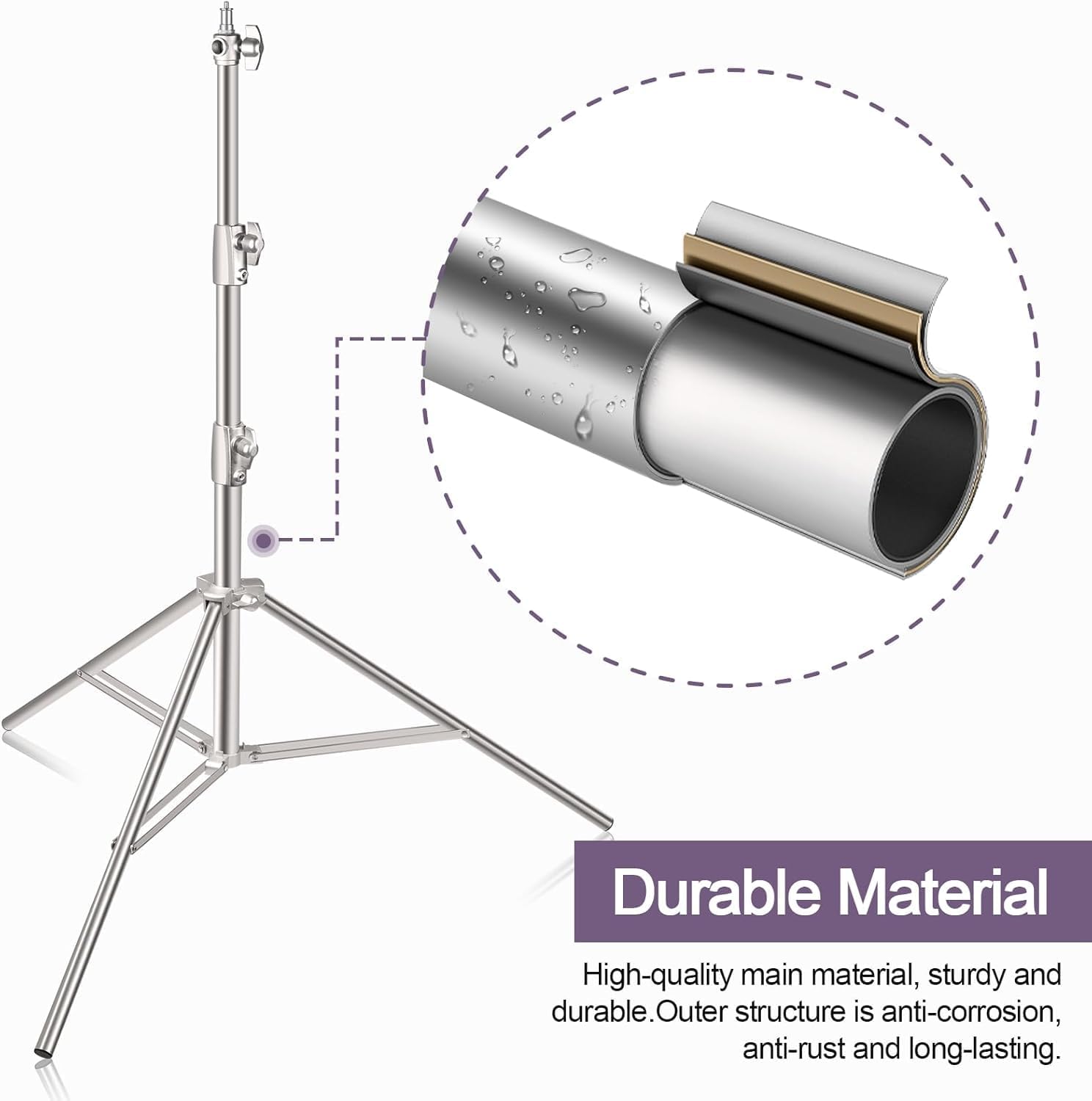 EMART 9.2ft/2.8m Stainless Steel Light Stand, Spring Cushioned Heavy Duty Photography Tripod with 1/4" to 3/8" Universal Adapter for Parabolic Softbox, Strobe, Monolight, Reflector - 2 Pack