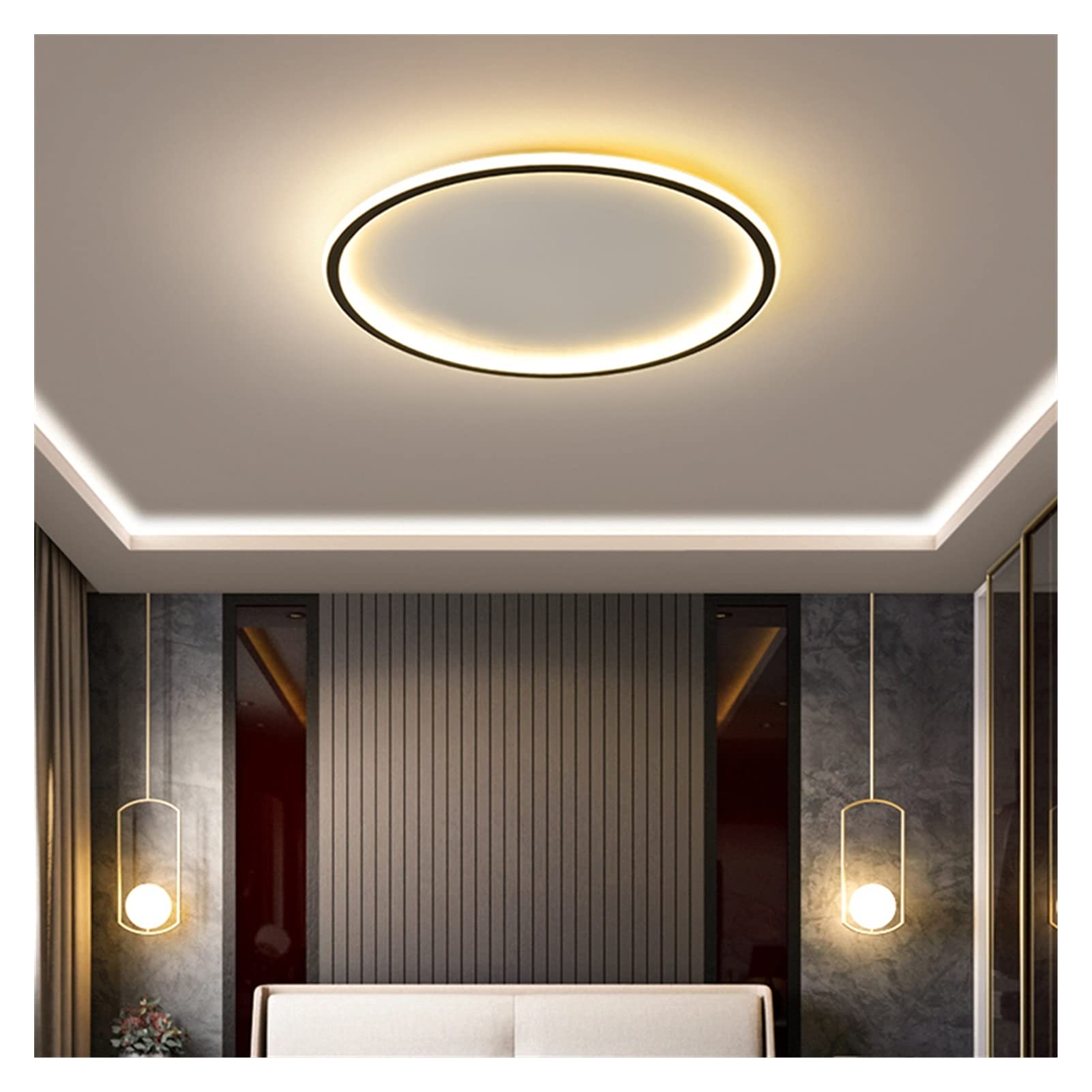 CUNTO Lampadario moderno a LED, plafoniere moderne a LED compatibili con soggiorno, camera da letto, telecomando + app Plafoniere a LED quadrate/rotonde, lampadario moderno a LED, luci da parete