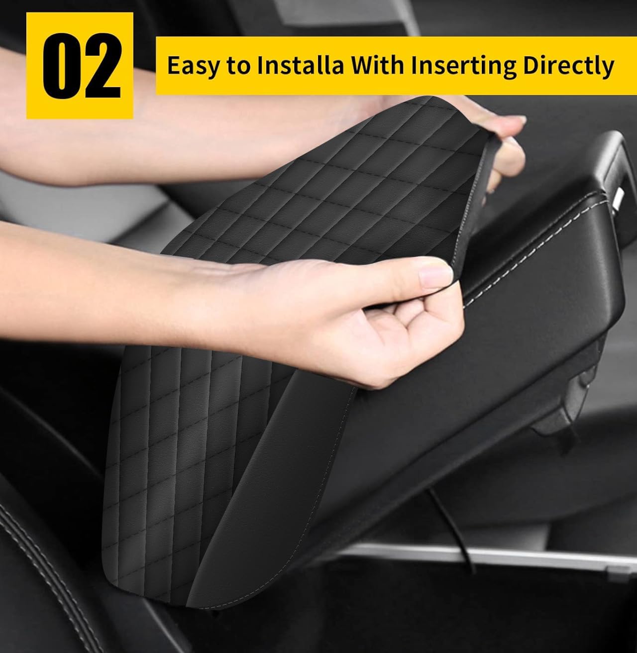 CDEFG Center Console Cover For 2020-2023 Palisade | Black Leather Armrest Protector