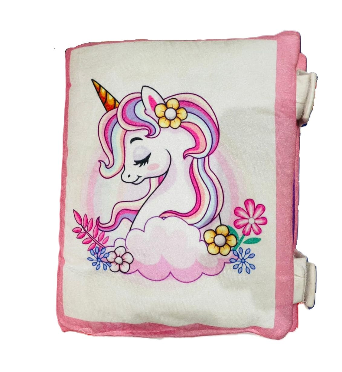 NISHOMES Unicorn Learning Cushion Pillow Book for Kids 2 Languages ​​to Learn - English and Hindi, Soft Fabric Cloth Books, Developmental Books for Kids Boys and Baby Girls