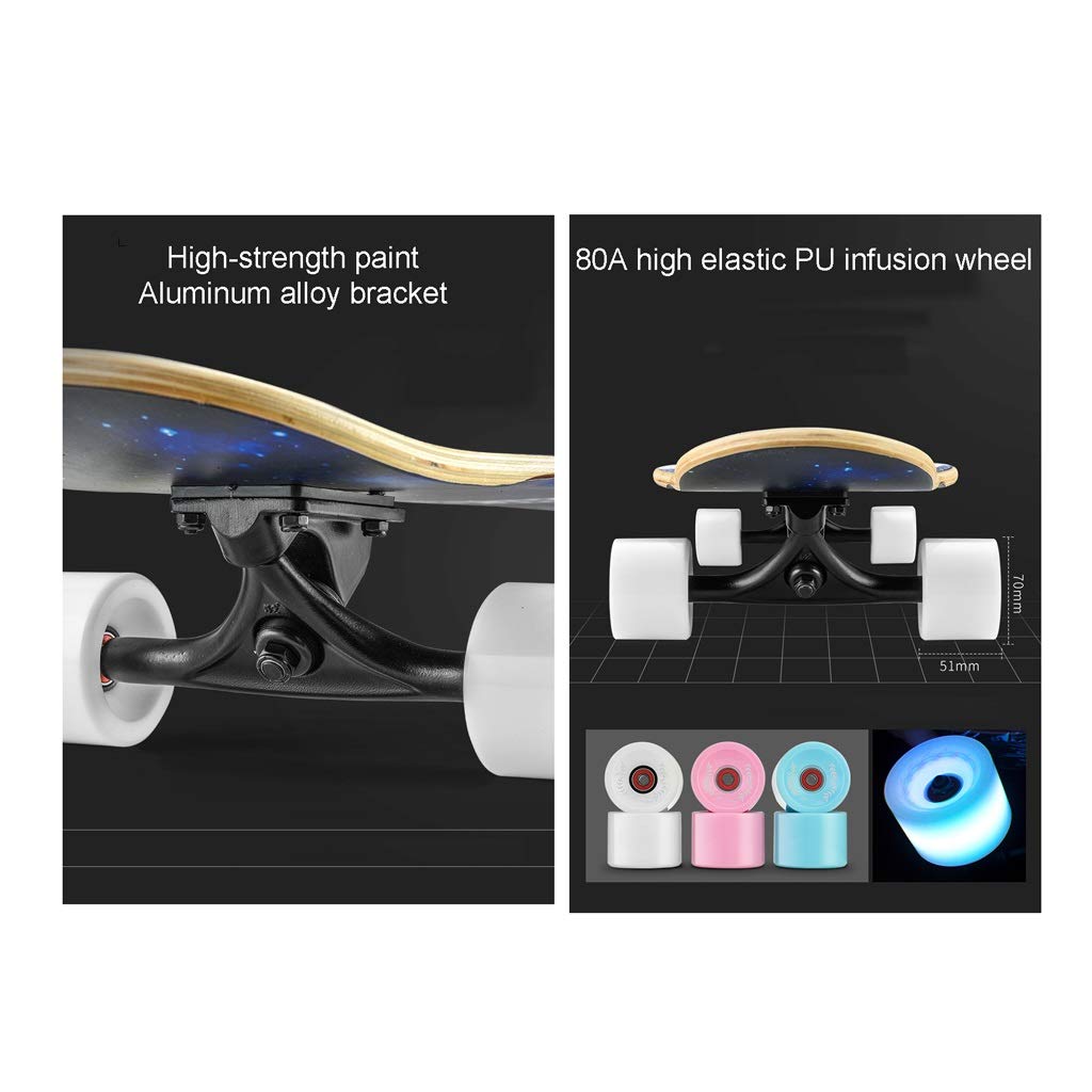 TXTC Longboard Skateboard Girl Adult Scooter Anfänger Skateboards Tanzkollegs Vierrad-Fachrat for Jugendliche, Mädchen, Jungen, Kinder, Erwachsene (Color : A)