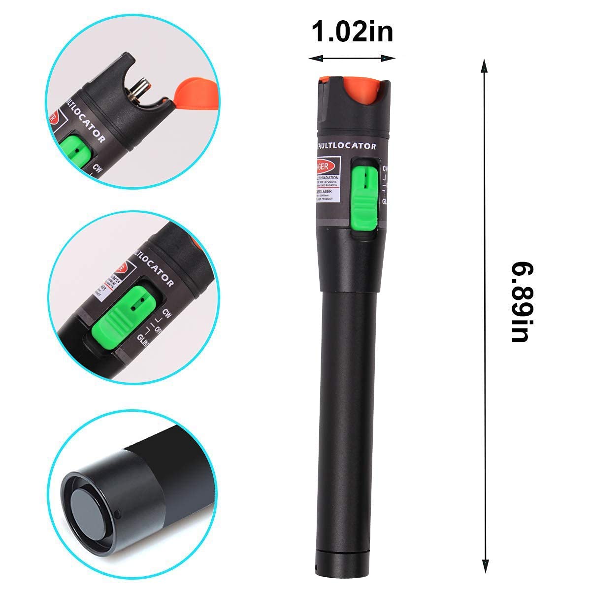 2 Stück Visueller Fehlerlokalisator 30 km, VFL Testkit enthält Single Mode 9/125μm FC Stecker auf LC Buchse Adapter, Glasfaserlichtstift-Tester zur Prüfung von Glasfasernetzkabeln