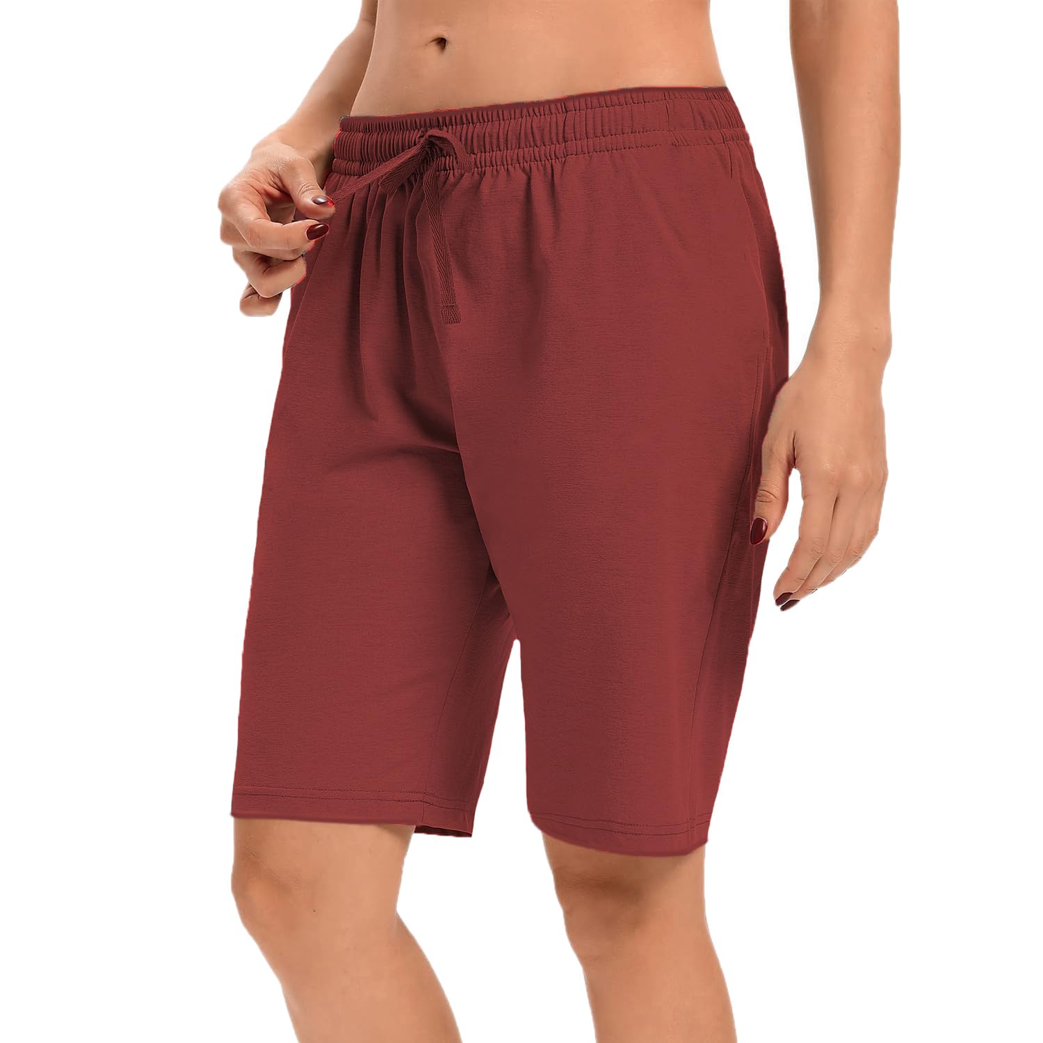 Women's Casual Cotton Shorts,Relaxed fit Shorts, Summer Shorts, Above Knee Length Shorts, Gym Shorts, Shorts with Adjustable Waistband-picture-26