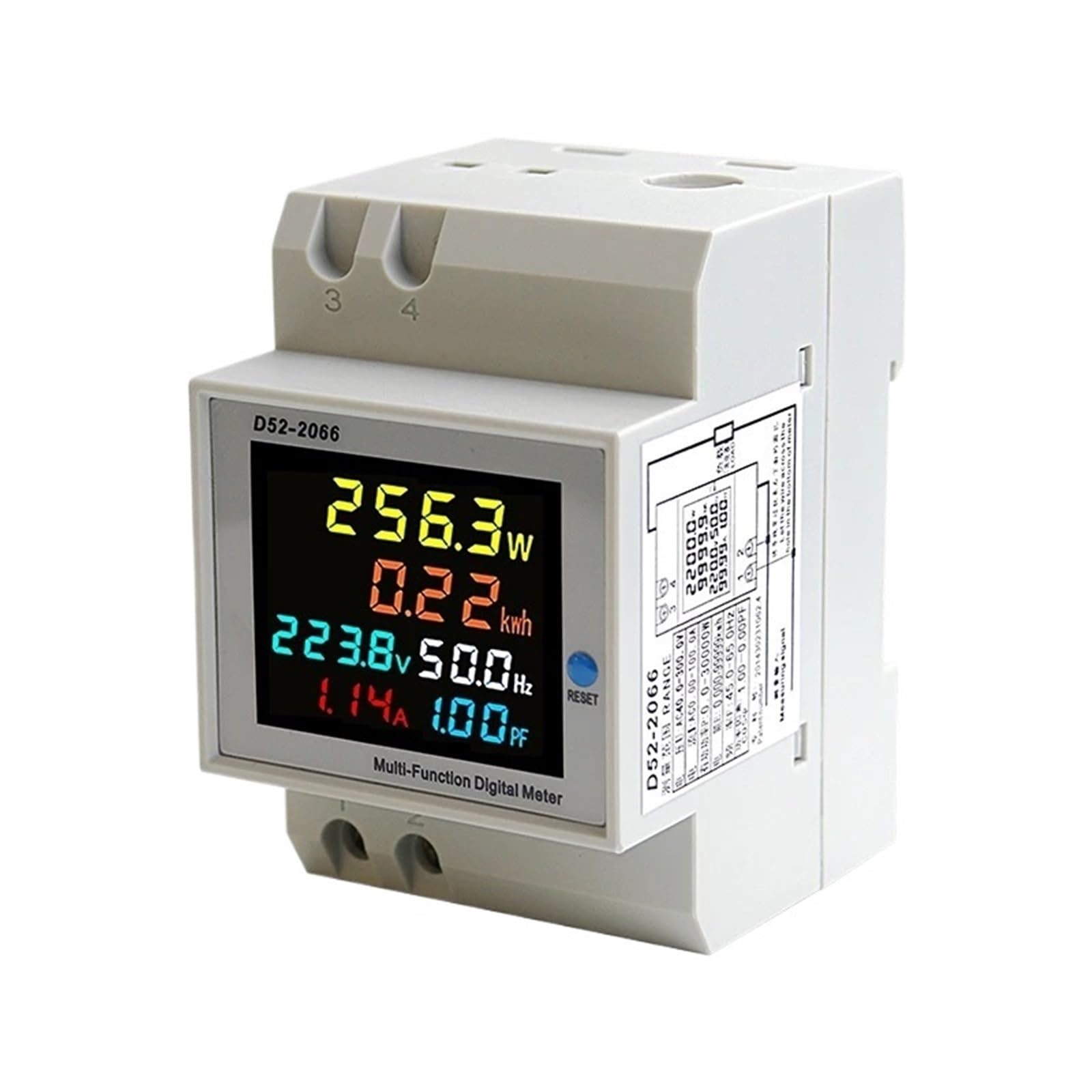 Miernik prądu przemiennego z wyświetlaczem 6 w 1, miernikiem prądu, miernikiem mocy, miernikiem częstotliwości, miernikiem energii aktywnej KWH (40-300 V wbudowany w CT)