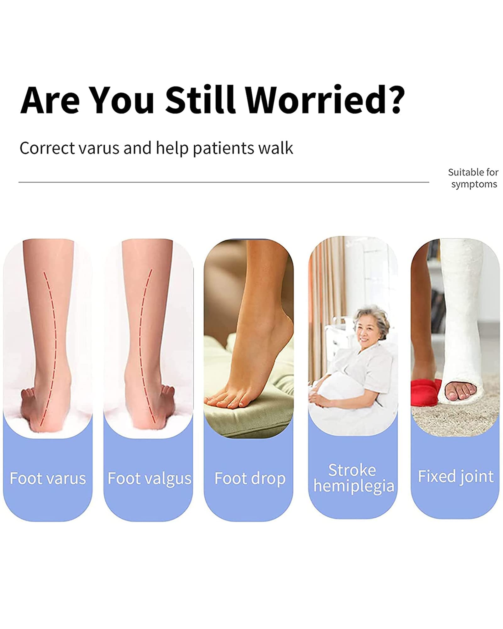La ortesis de caída del pie Puede Usar Zapatos, férula para el Tobillo y el pie, Soporte para accidente cerebrovascular, hemiplejía, estabilizador inmovilizador para Dormir, L