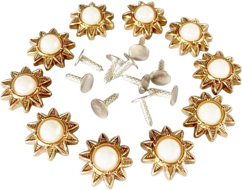 Leather Rivets，Spikes for Clothes, 10 Set 14mm Pearl Studs Rivets Spikes for Leathercraft Bag Shoes Decor(Silver)