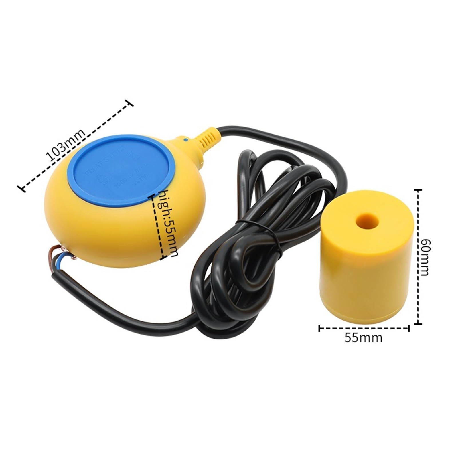 Interruptor de flotador para cable Interruptor de flotador de plástico para control de nivel de agua, estándar, automático, con cables eléctricos. (metal resistente a la temperatura, 3 metros)