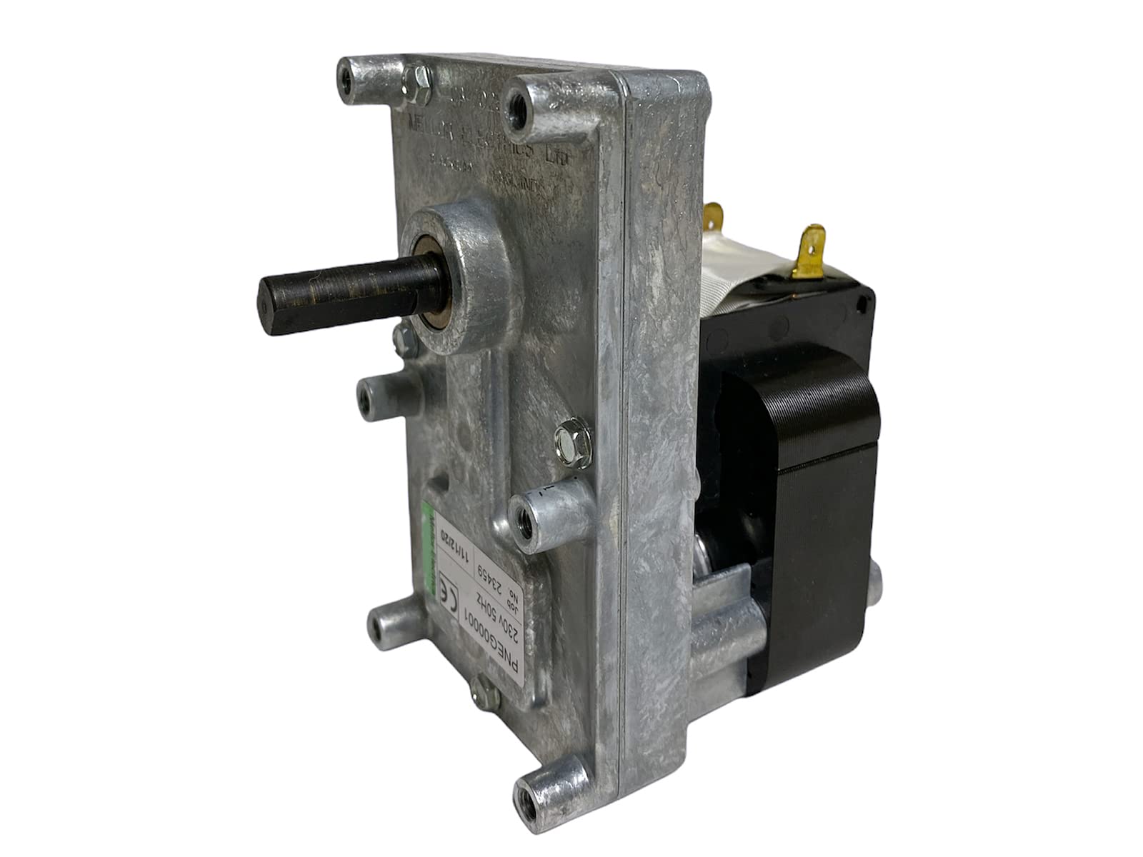 ERICAMBI, Motoriduttore FB1218 Mellor Serie T3 per Stufe a Pellet, Velocità 3rpm, Pacco Lamellare 32mm, Ø Albero 9,5mm, Senso di Rotazione Oraria, Spianatura Singola, Arce Clementi Enviro